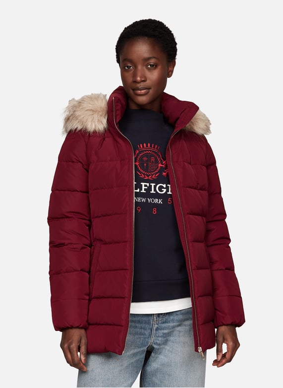 Tommy hilfiger red puffer coat women's hotsell