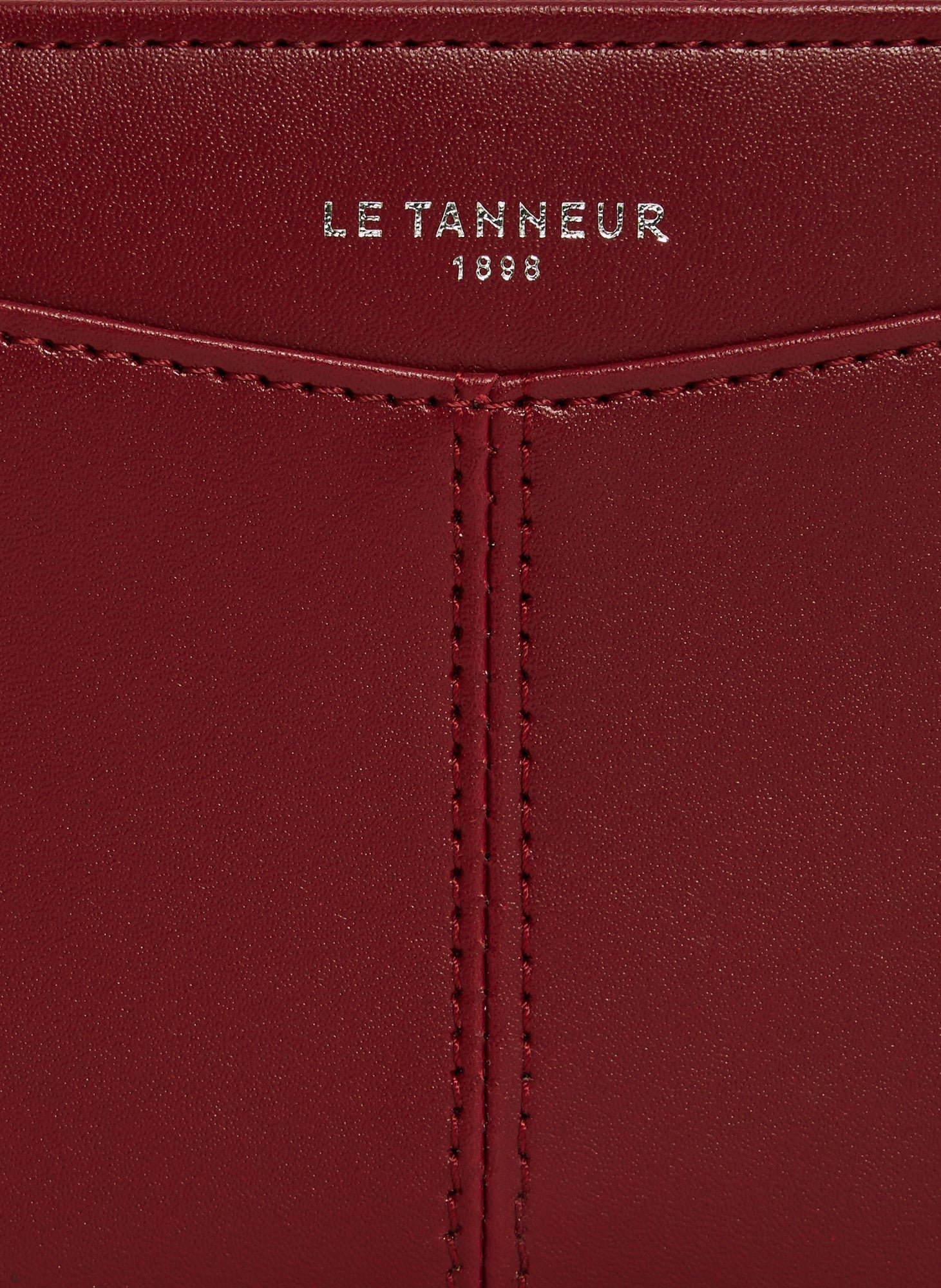 Porte monnaie zippé avec porte cartes amovible charlotte en cuir lisse LE TANNEUR Rouge