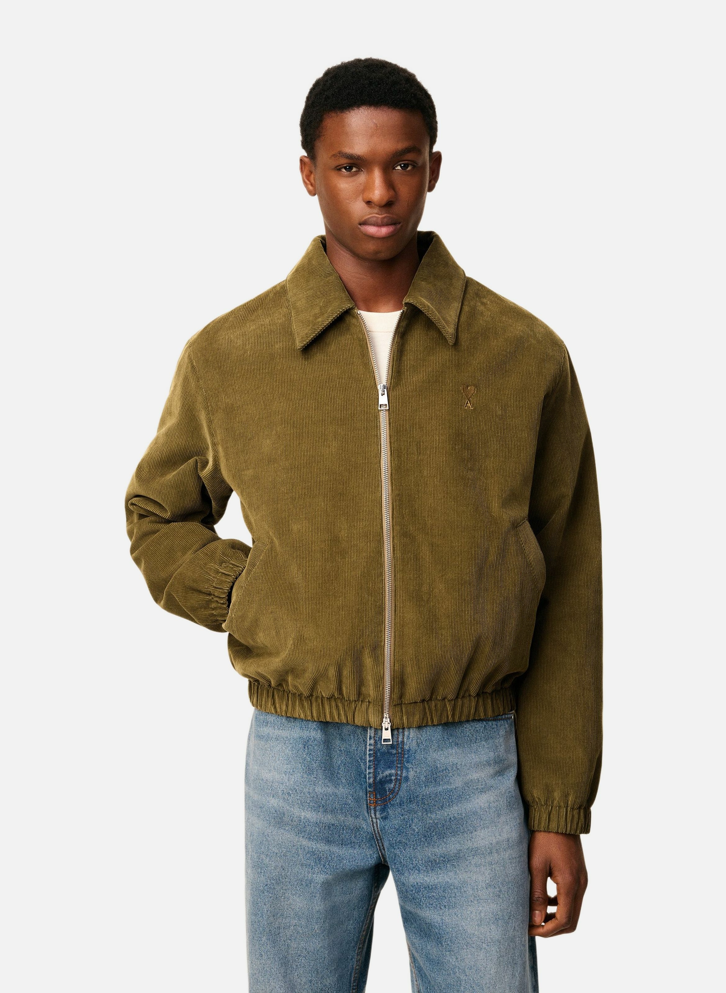Blouson zippé ami de coeur en coton AMI PARIS Vert