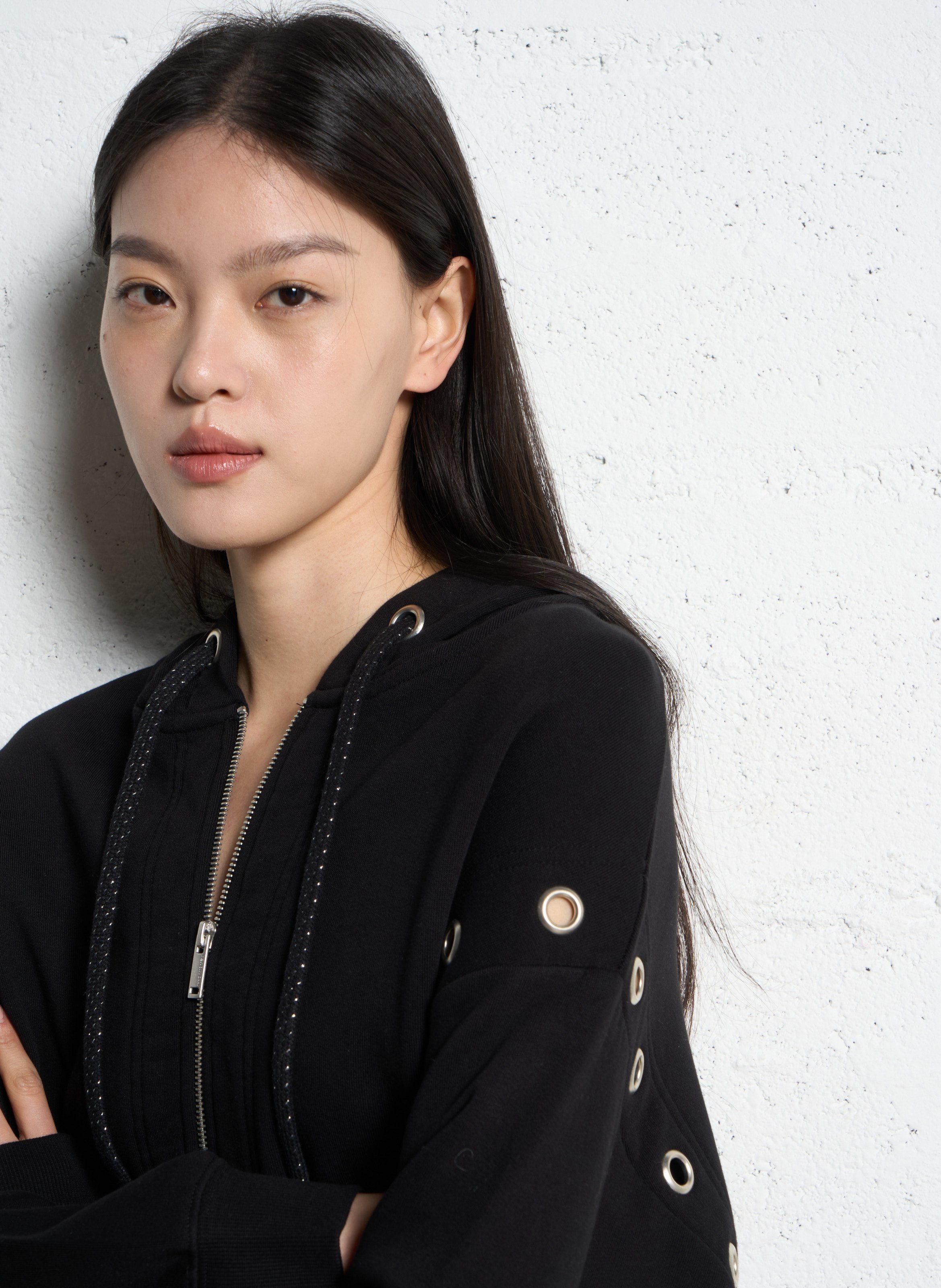 Sweat encolure zippée en coton IKKS Noir