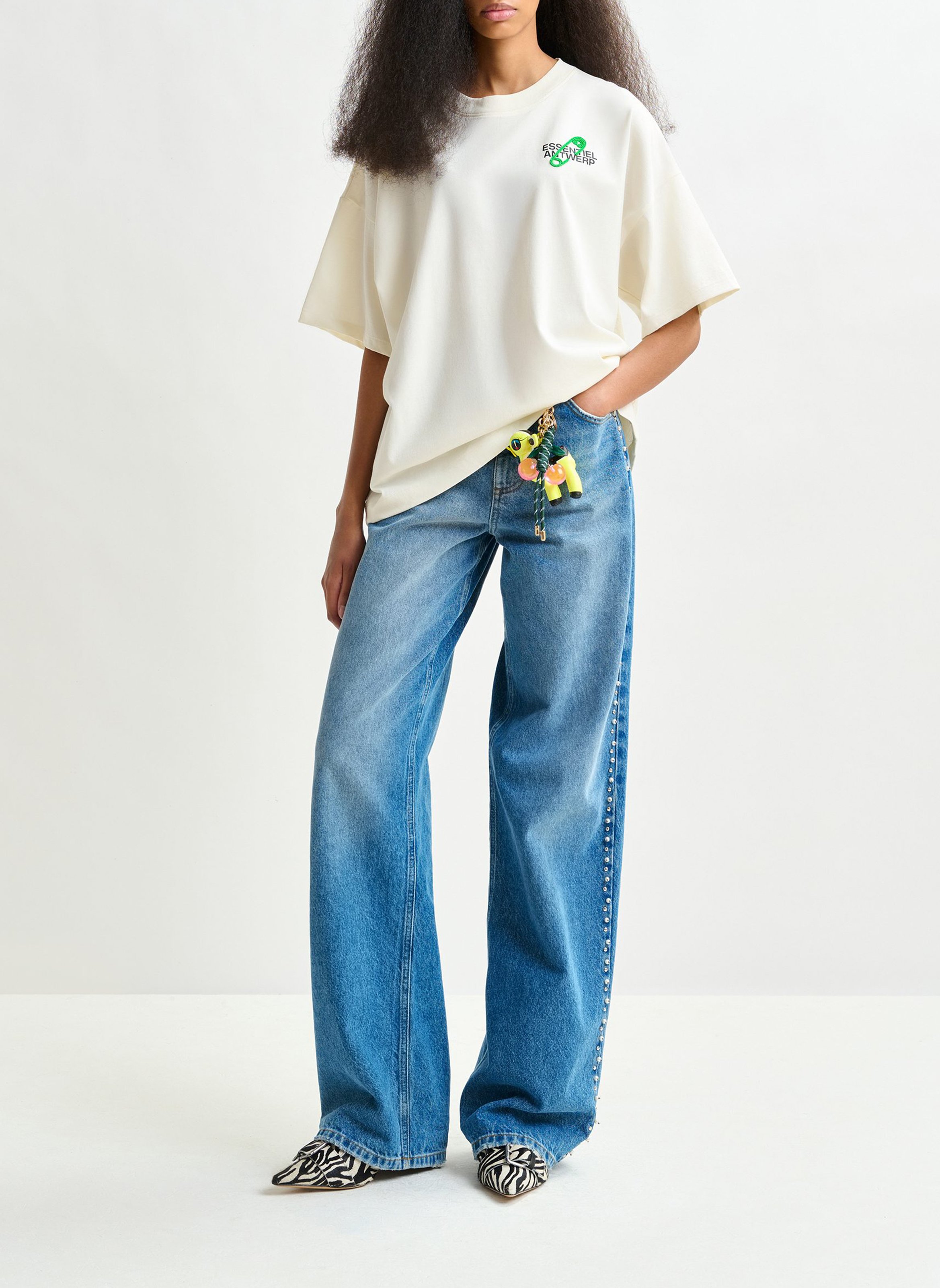 Tee-shirt col rond en coton bio ipin ESSENTIEL ANTWERP Blanc