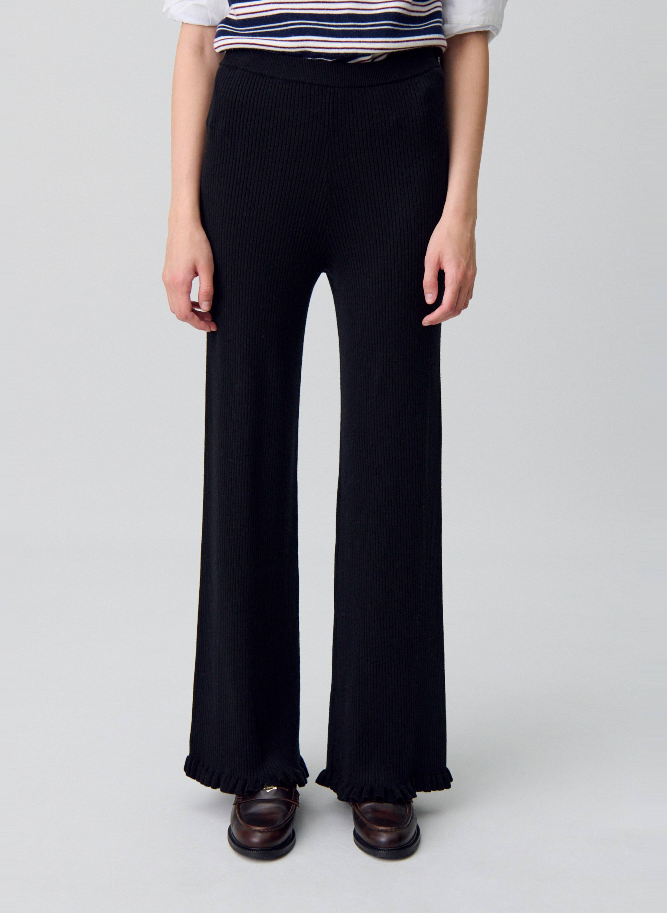 Pantalon flare en maille malona CLAUDIE PIERLOT Noir