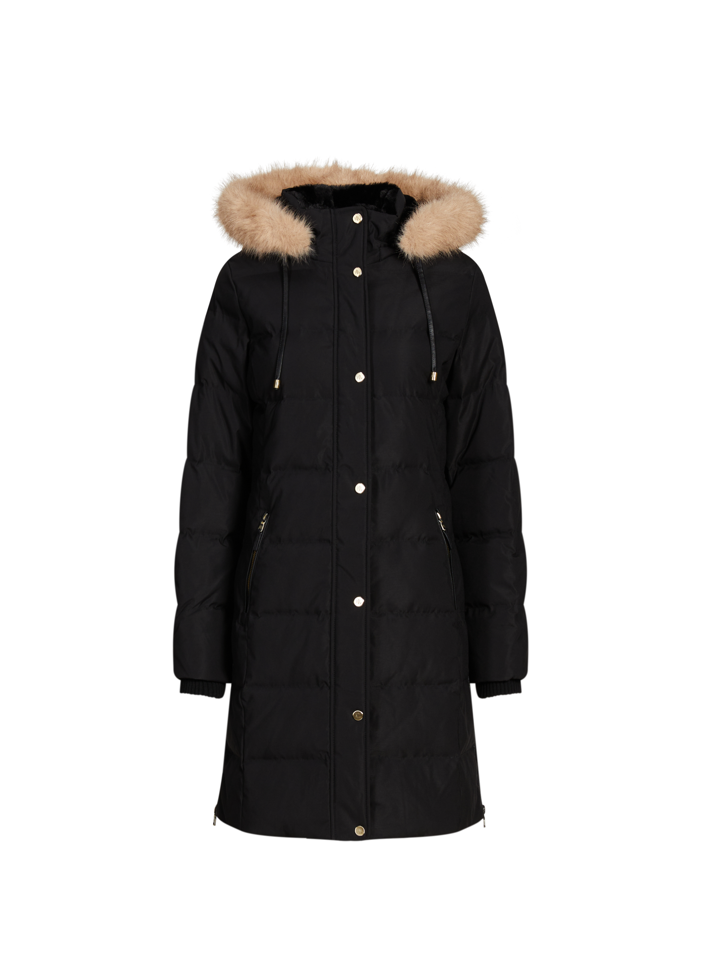 Manteau droit à capuche LAUREN Noir