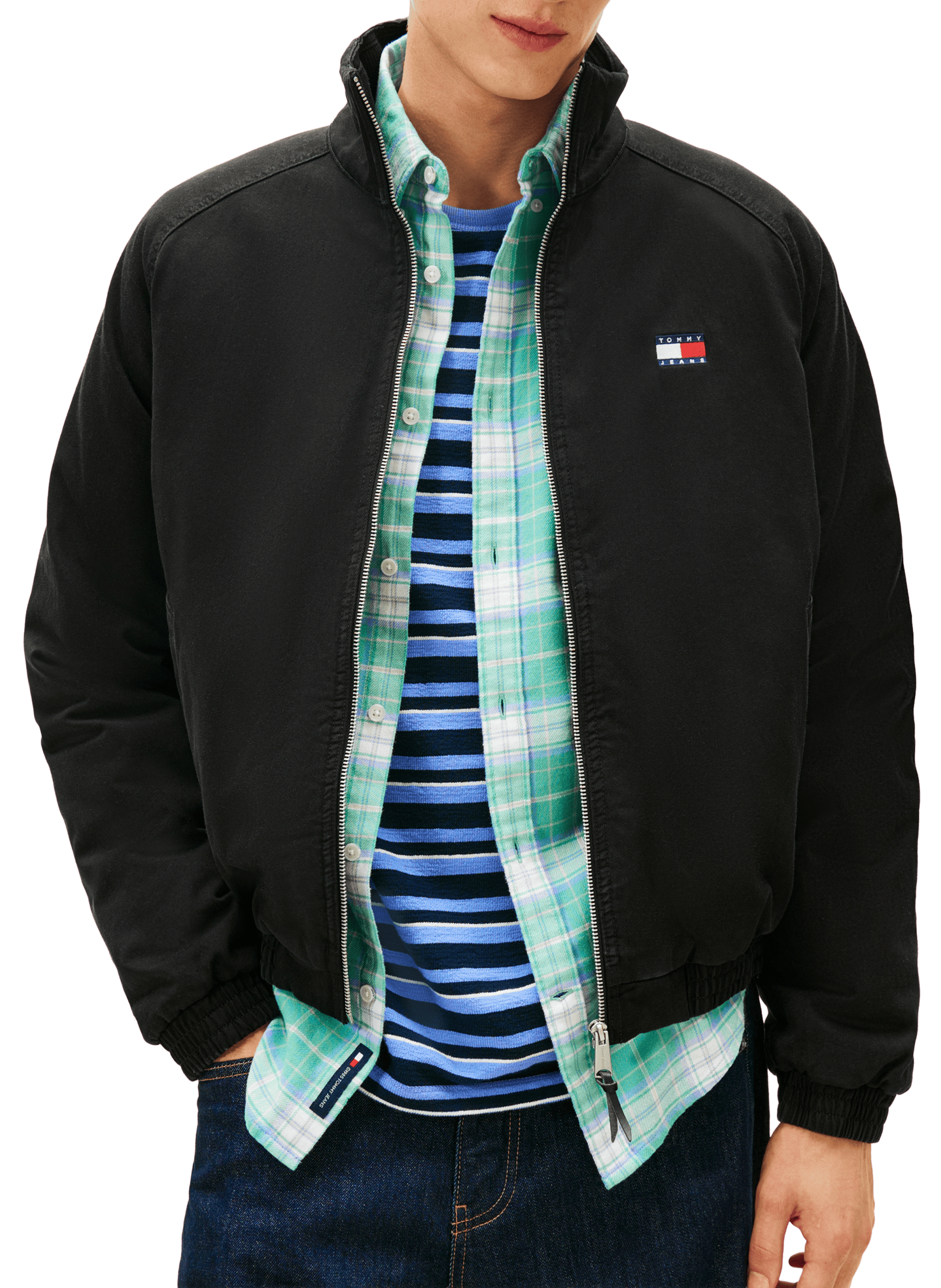 Oversized high neck cotton jacket TOMMY HILFIGER Black