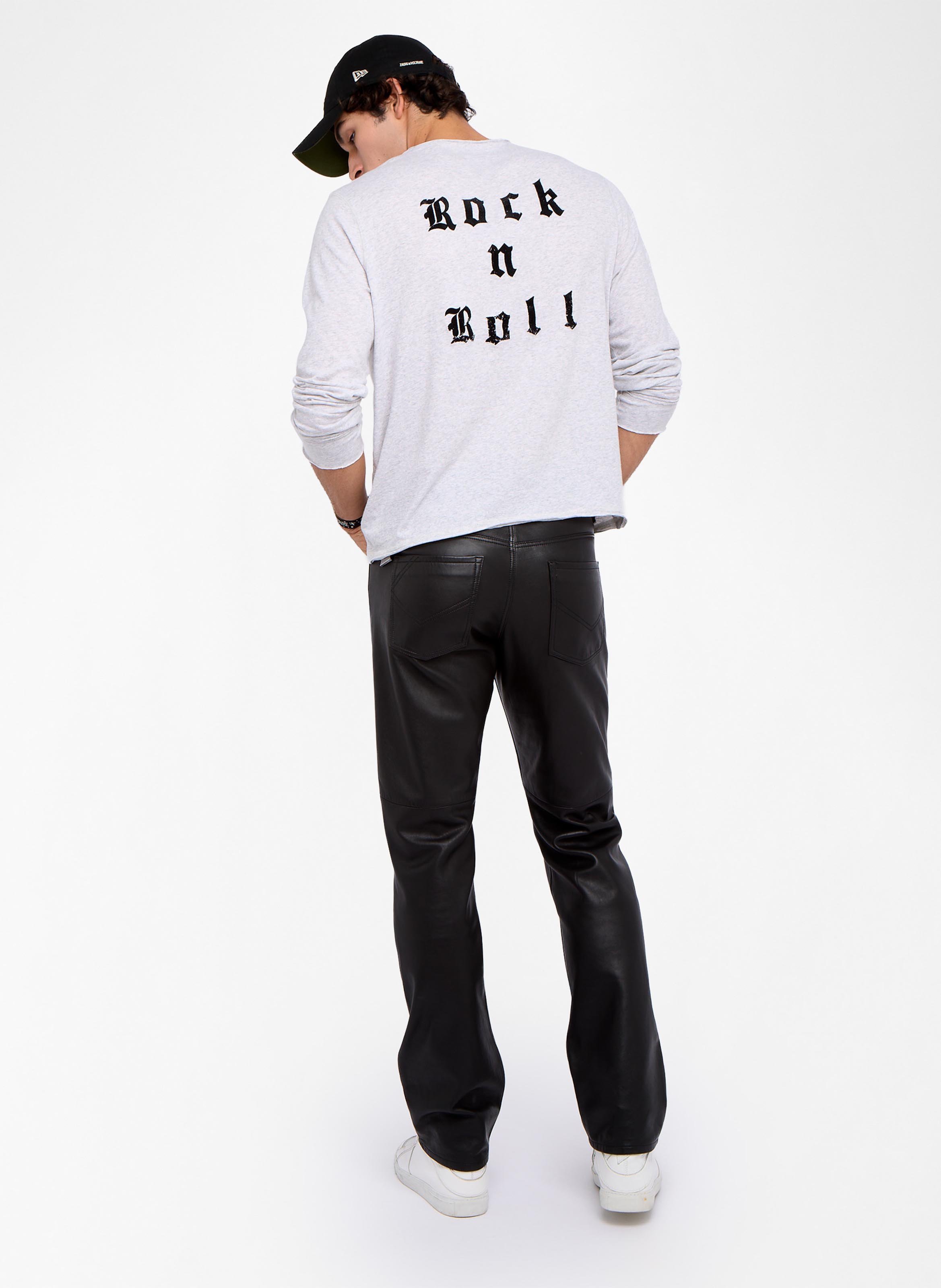 Tee-shirt droit col tunisien en coton monastir ZADIG&VOLTAIRE Gris