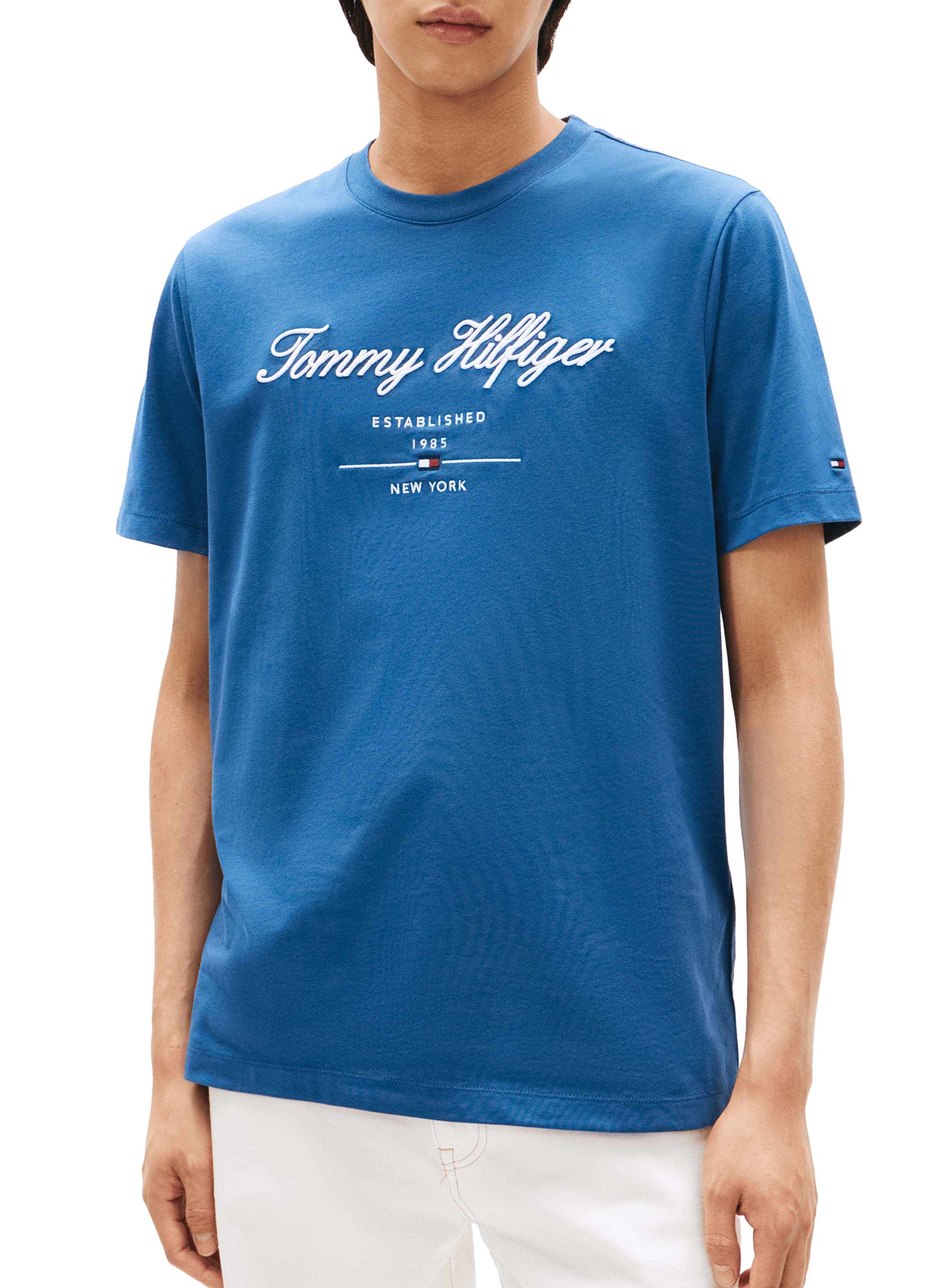 Short-sleeve t-shirt with embroidered logo TOMMY HILFIGER Blue
