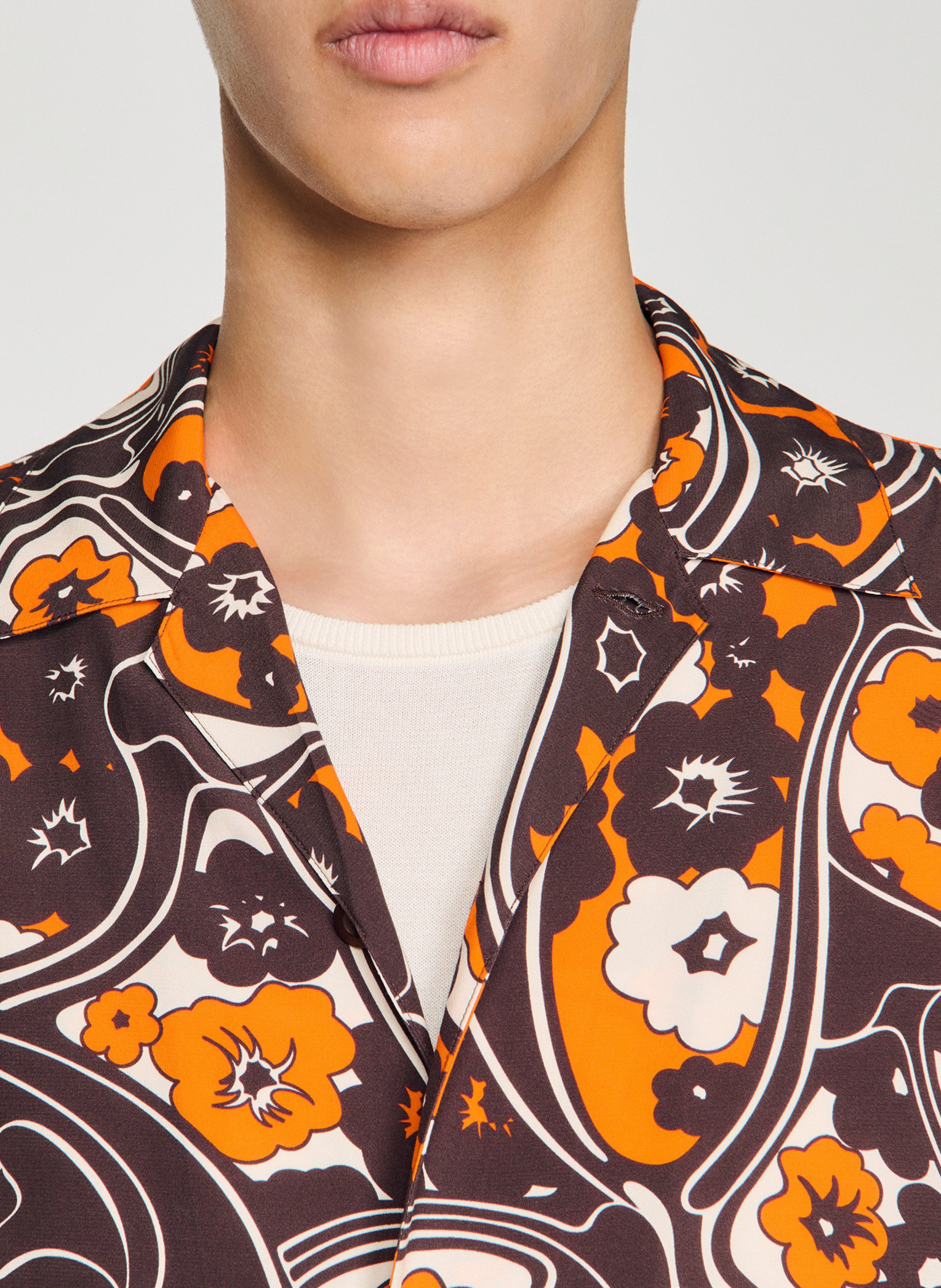 Chemise à imprimé floral SANDRO Marron