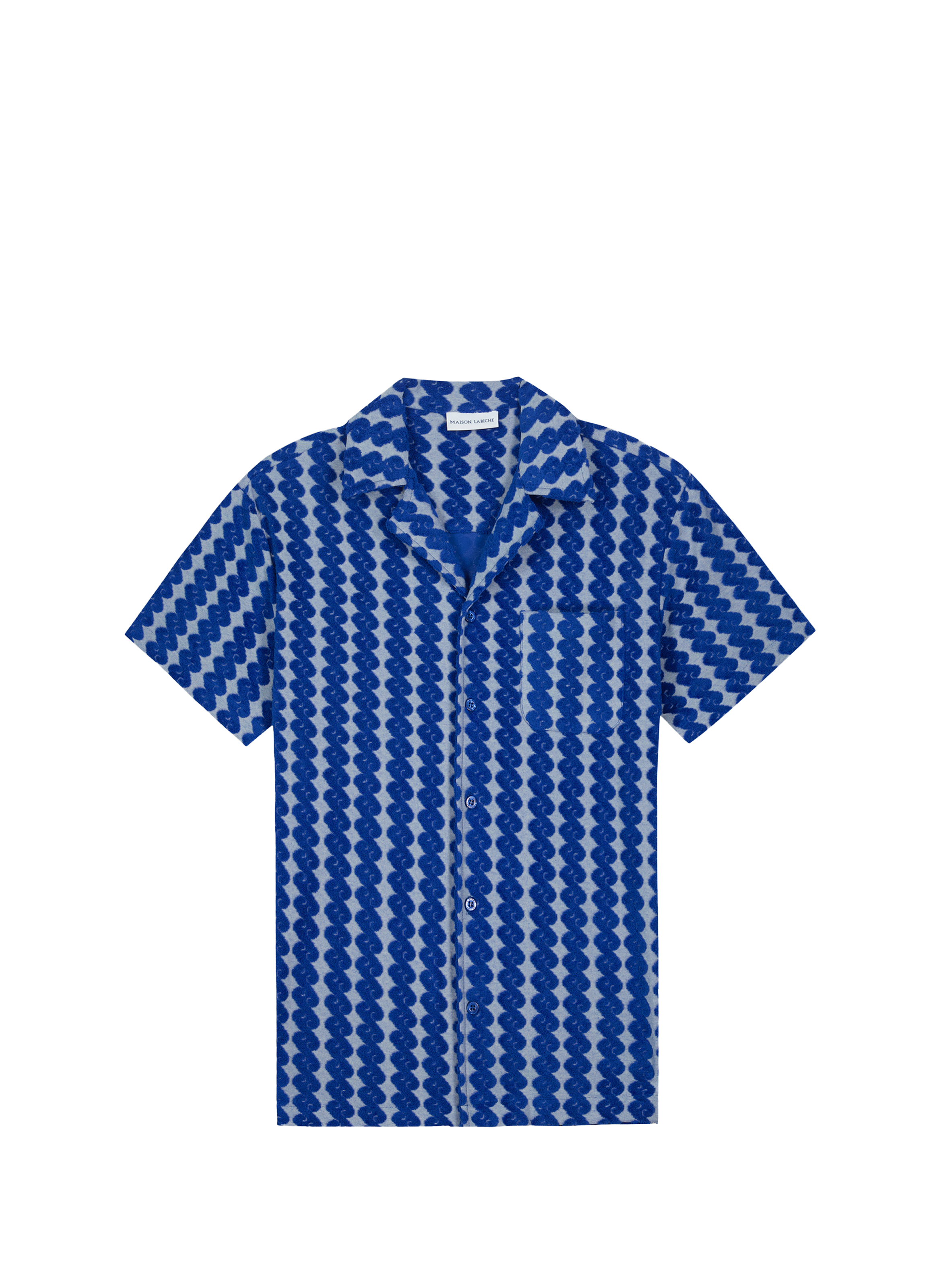 Polo Germain à motif en coton mélangé MAISON LABICHE Bleu