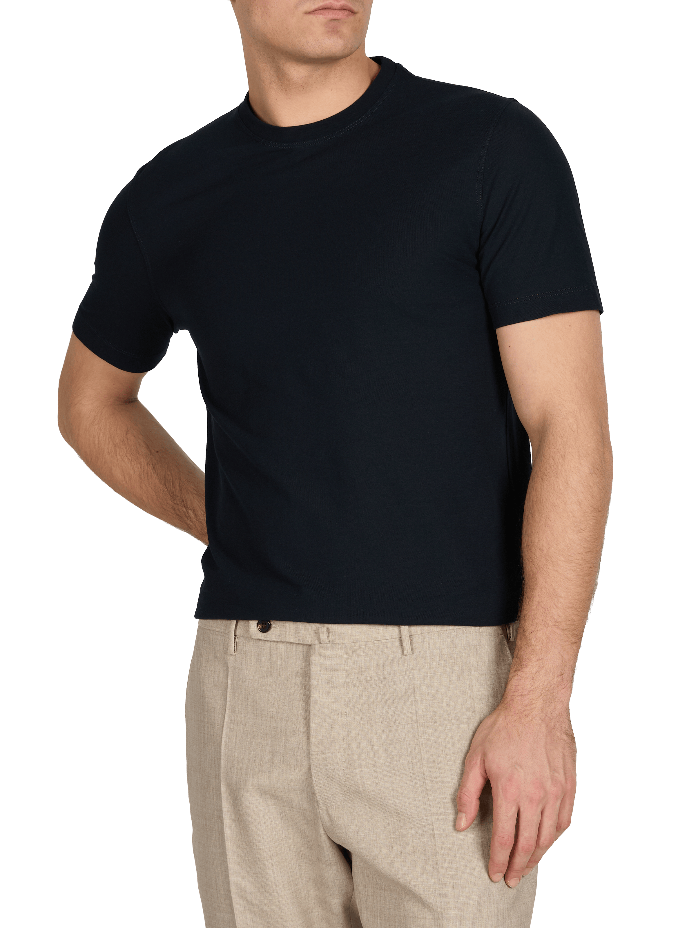 Plain round neck cotton T-shirt SLOWEAR Blue