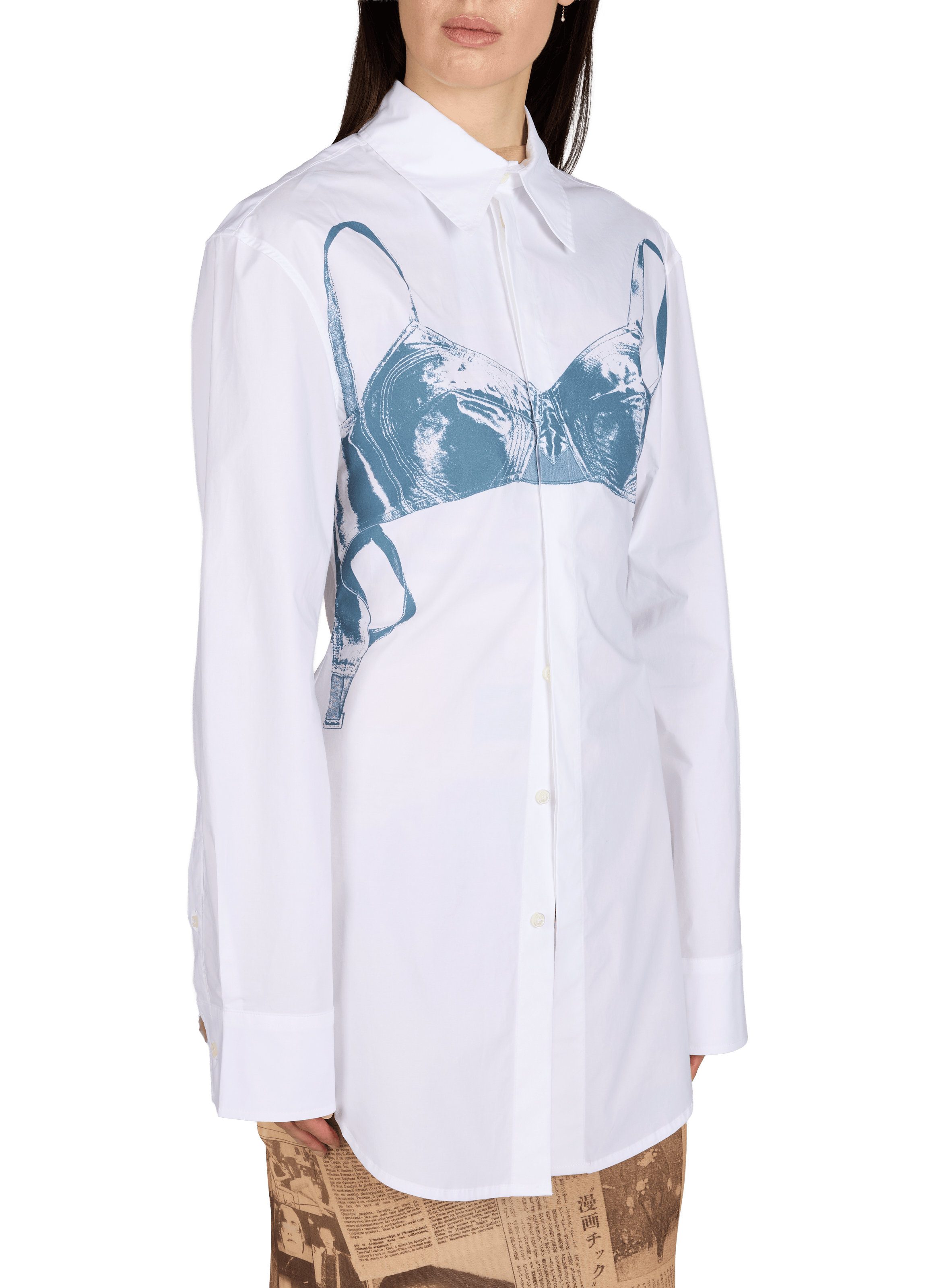 Fitted shirt with printed bra in cotton blend JEAN PAUL GAULTIER White