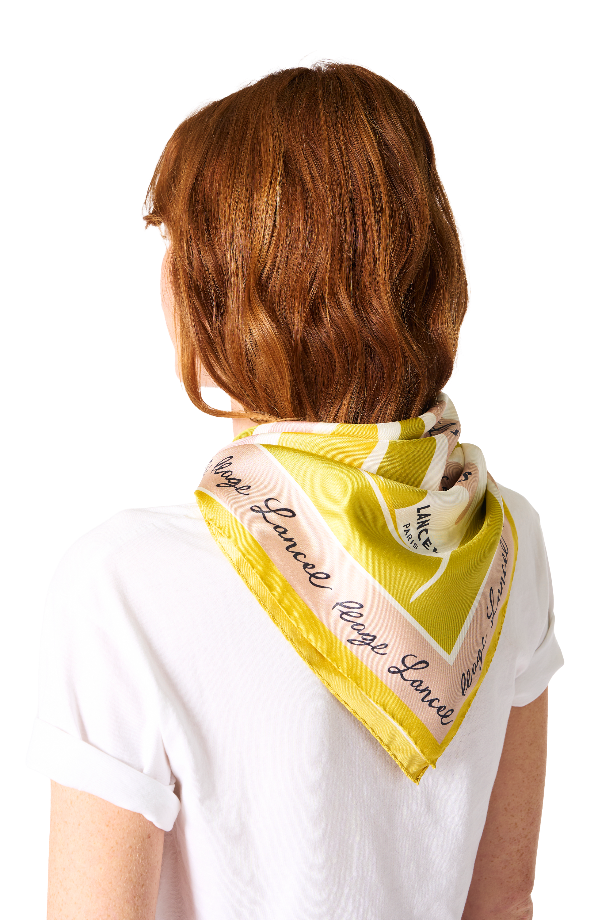 Carré de soie 90 motif sunrise en soie LANCEL Vert