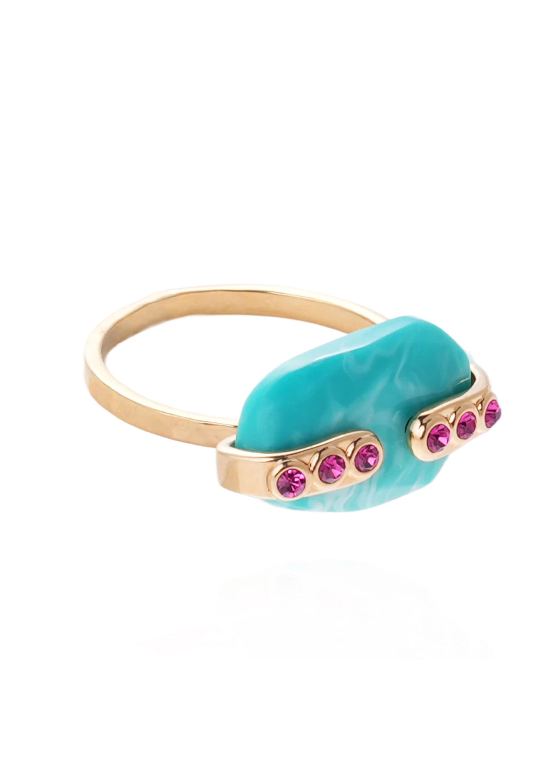 Bague avec cabochon coloré precieuse HIPANEMA Bleu