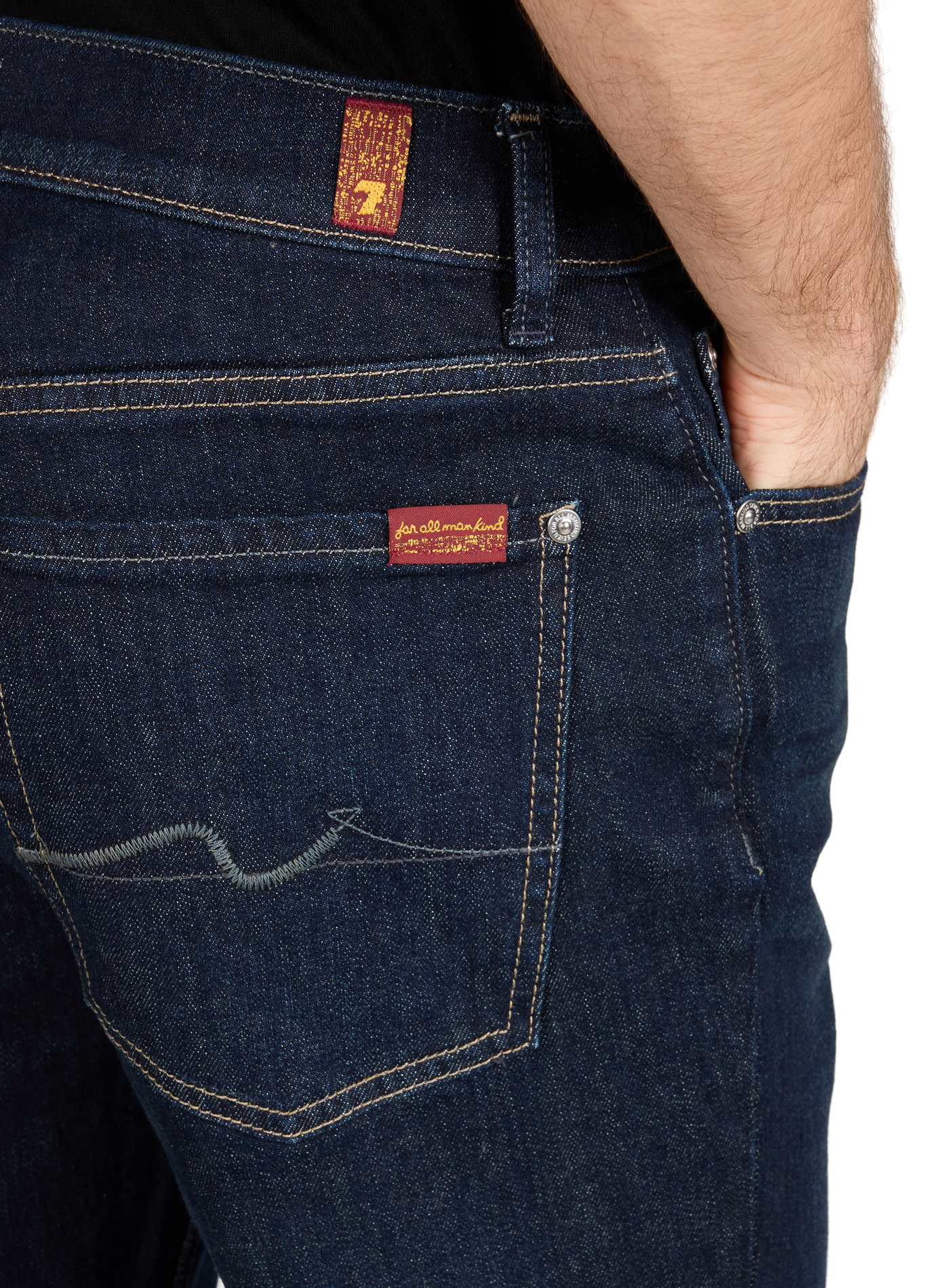 Jean droit en coton mélangé 7 FOR ALL MANKIND Bleu