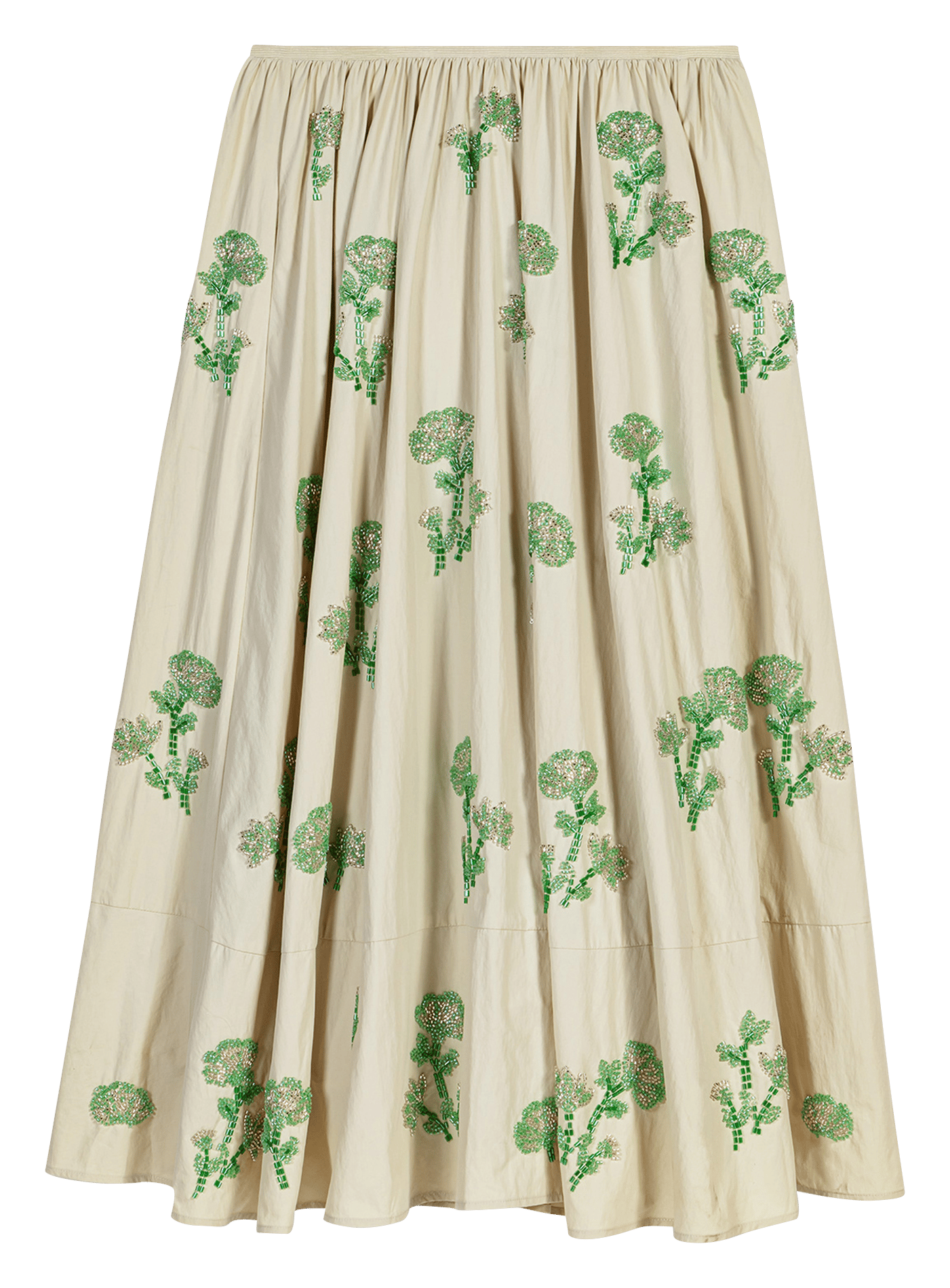 Jupe midi évasée brodée MAJE Beige