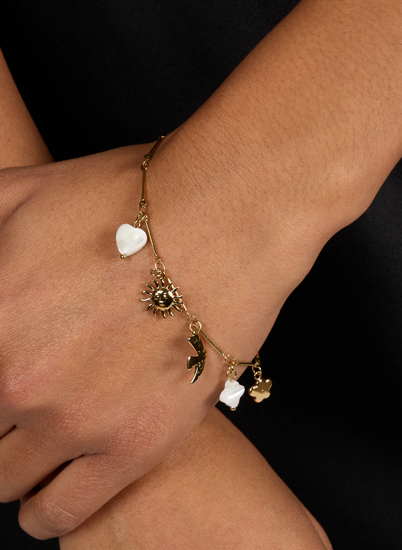 Bracelet charms nacre et oiseaux AU PRINTEMPS PARIS Doré