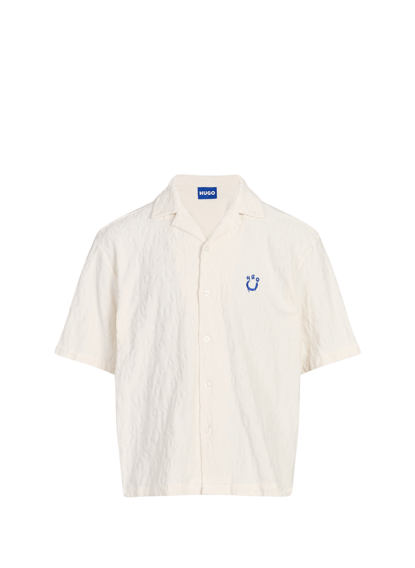 Chemise à manches courtes Eligino en coton HUGO BLUE Beige