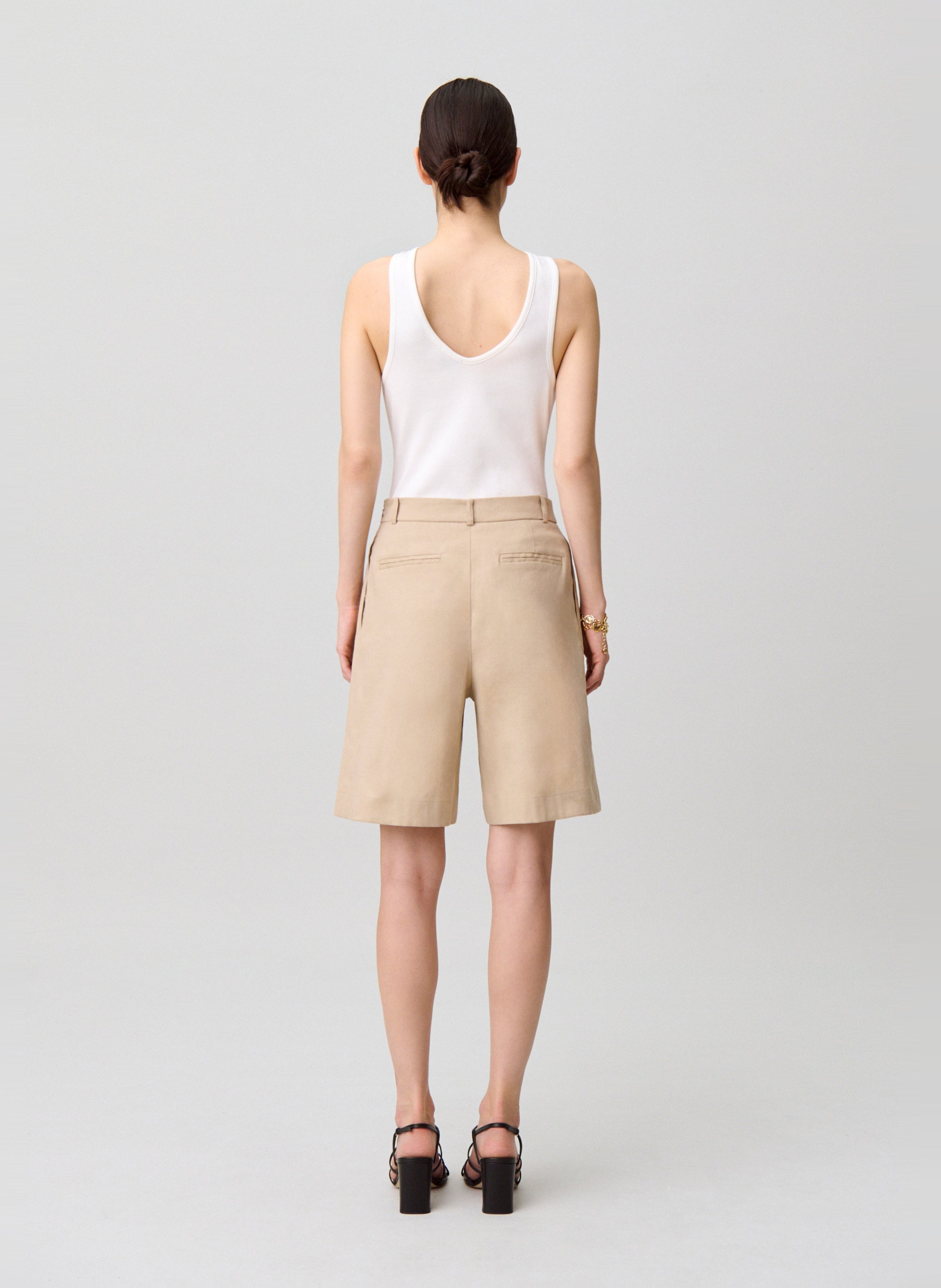 Bermuda droit en lin et coton mélangé CLAUDIE PIERLOT Beige