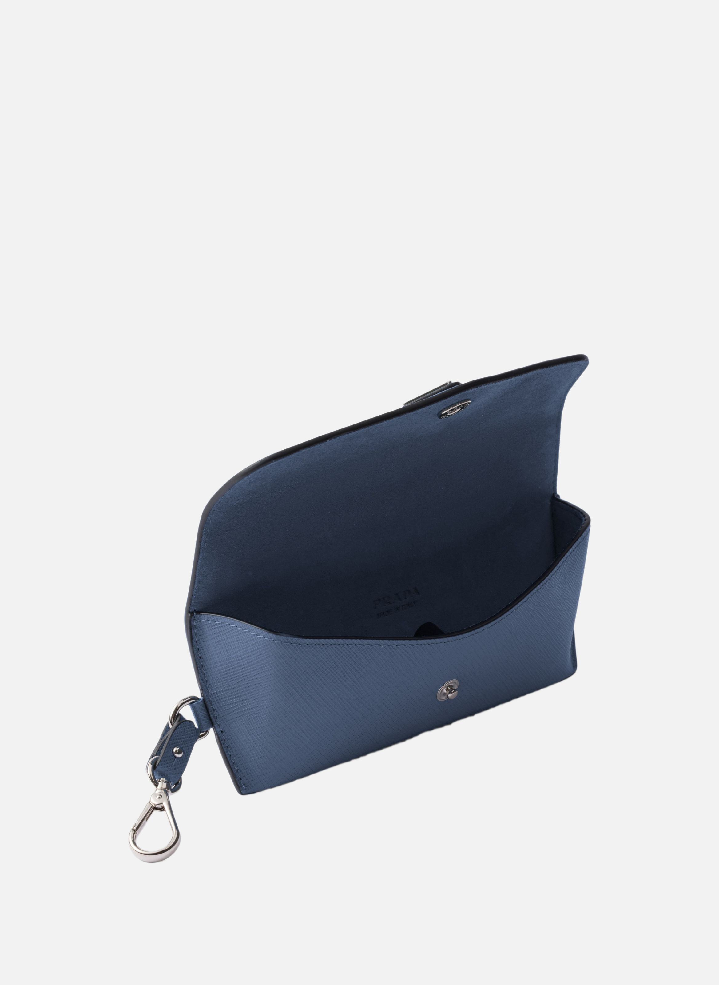 Étui à lunettes en cuir saffiano PRADA Bleu
