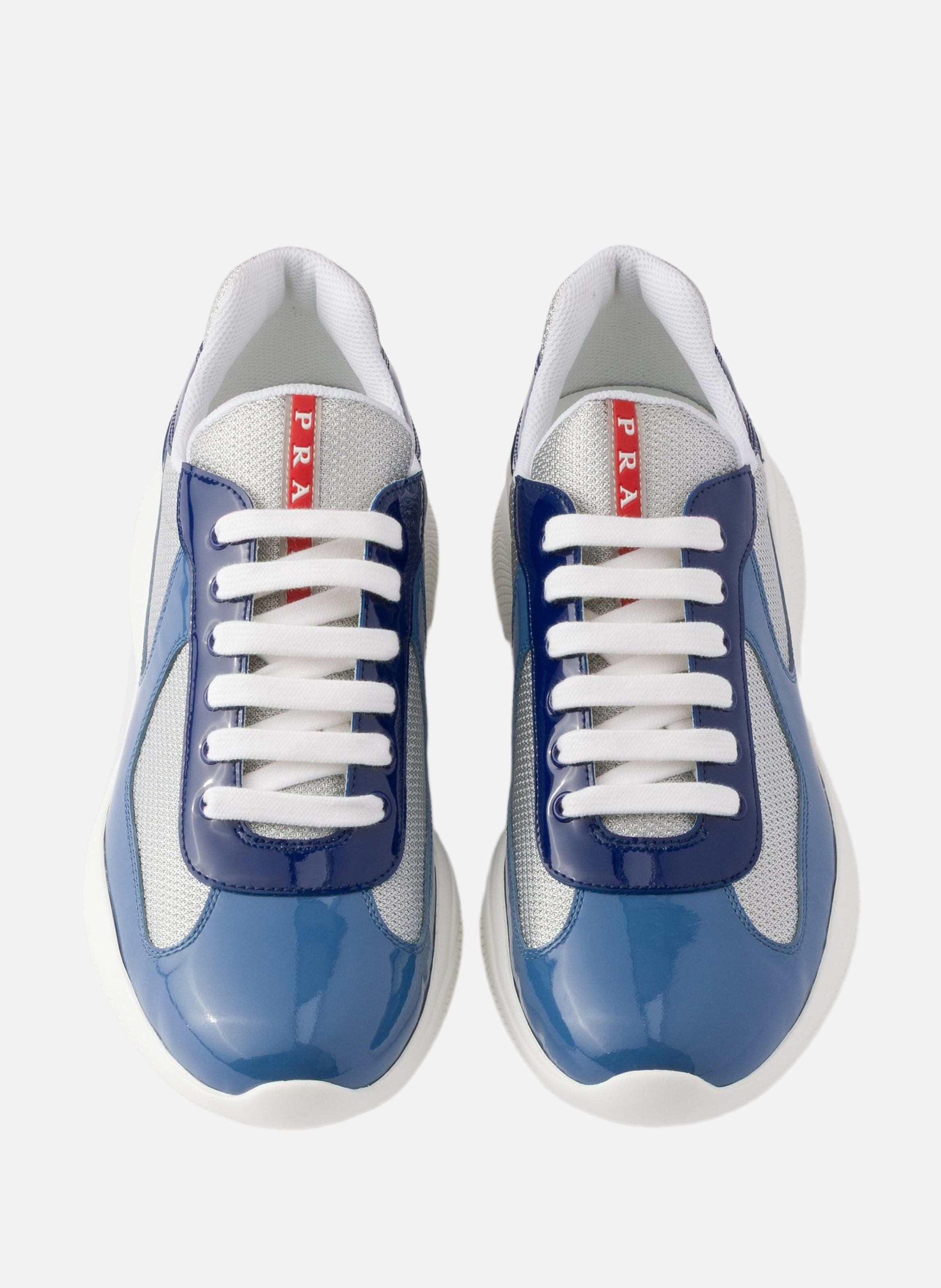 Sneakers prada america’s cup en cuir verni et tiss | Bleu PRADA Homme