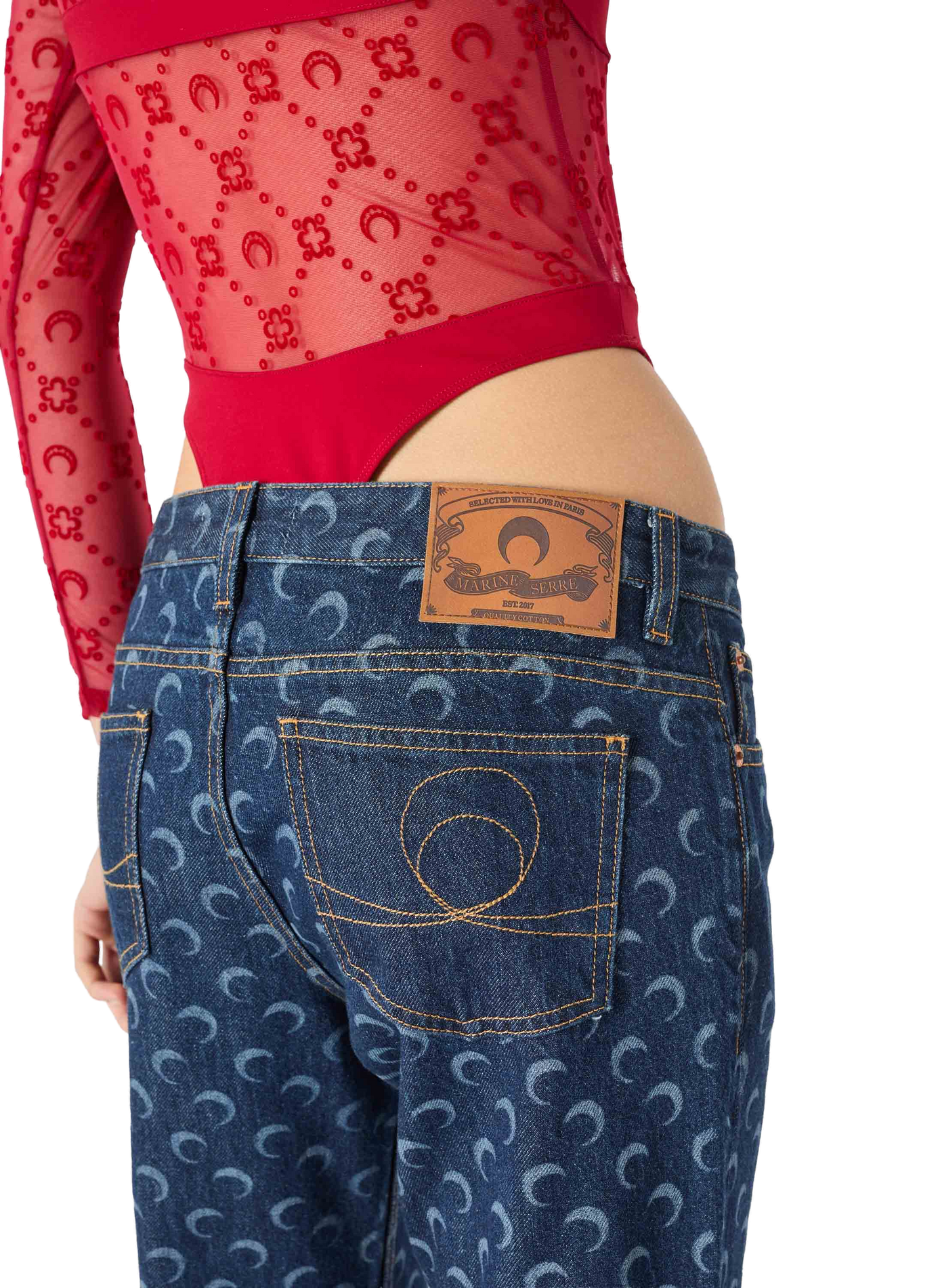 Midnight blue denim bootcut jeans MARINE SERRE Blue