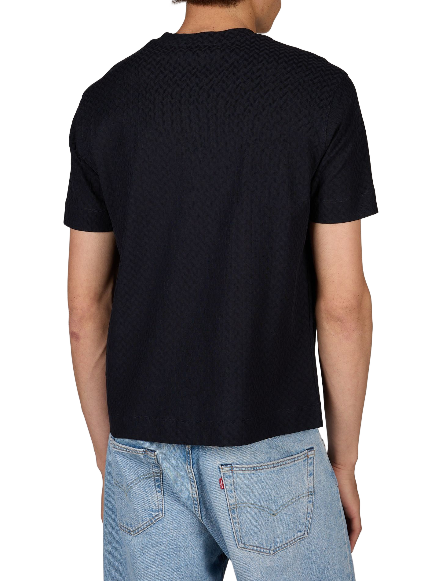 Round neck chevron cotton t-shirt EMPORIO ARMANI Blue