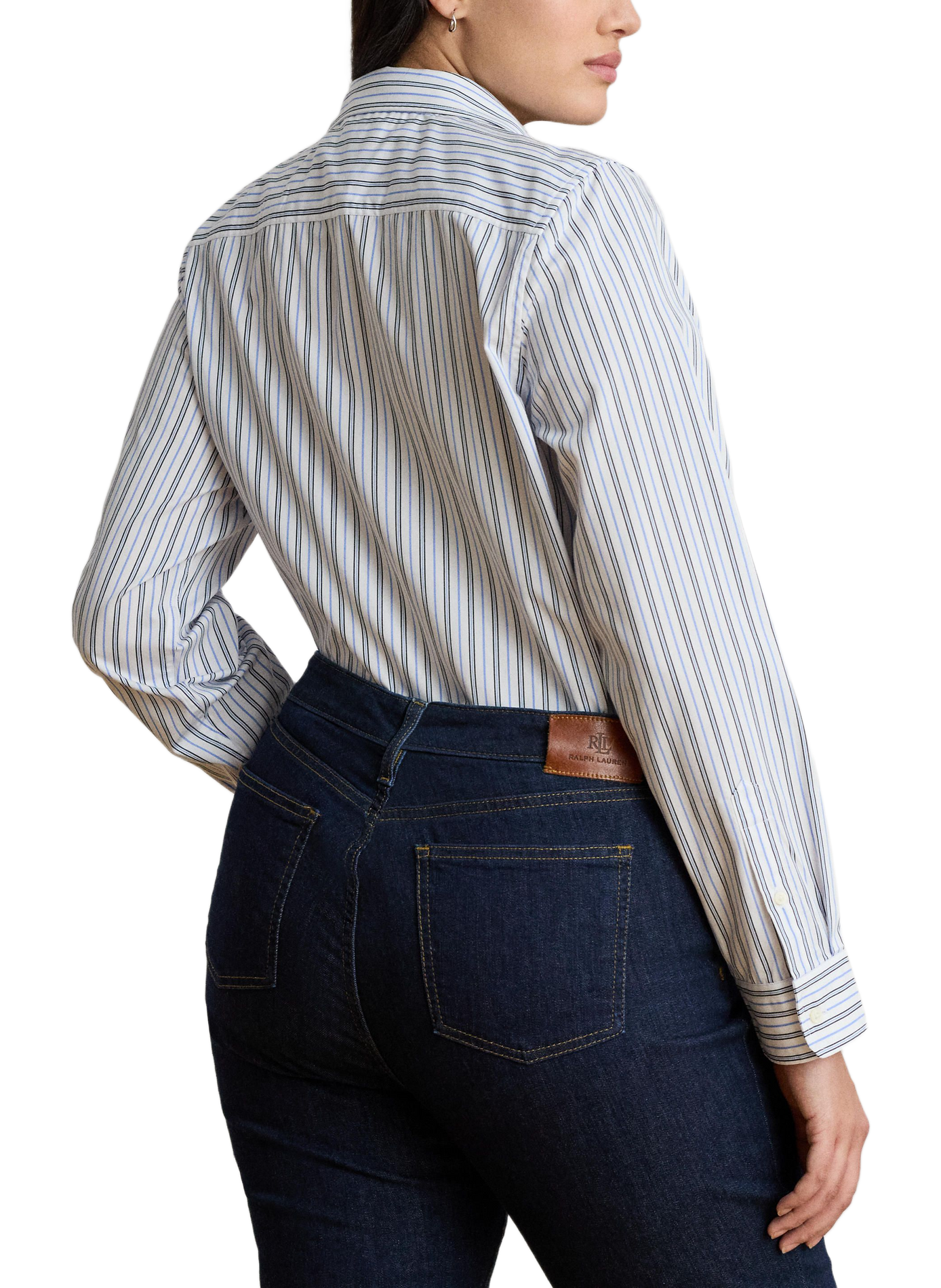 Striped shirt with embroidered logo in cotton LAUREN Blue