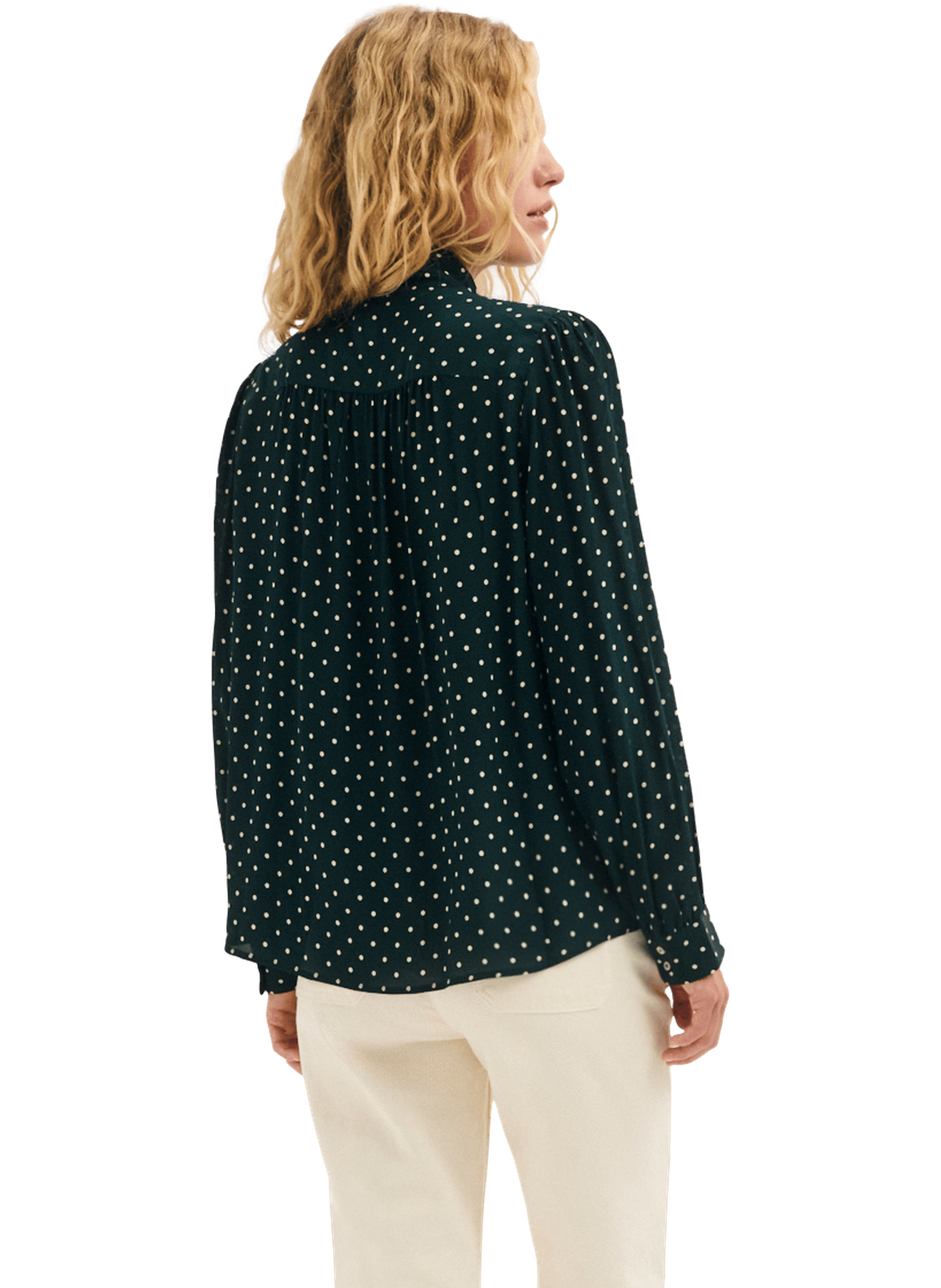 Chemise col cravate à pois - louise PABLO Vert