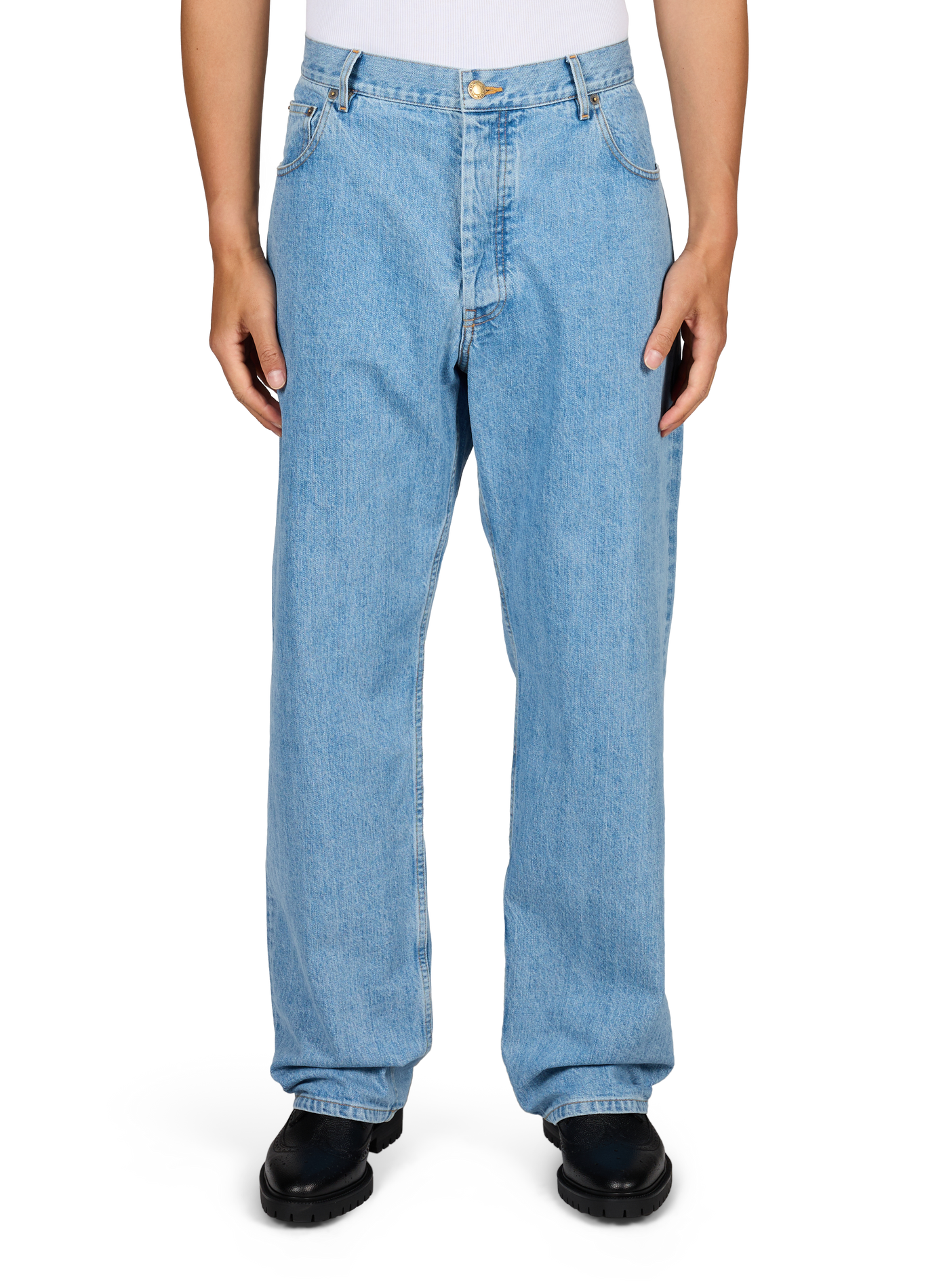 Straight-cut cotton jeans THOM BROWNE Blue