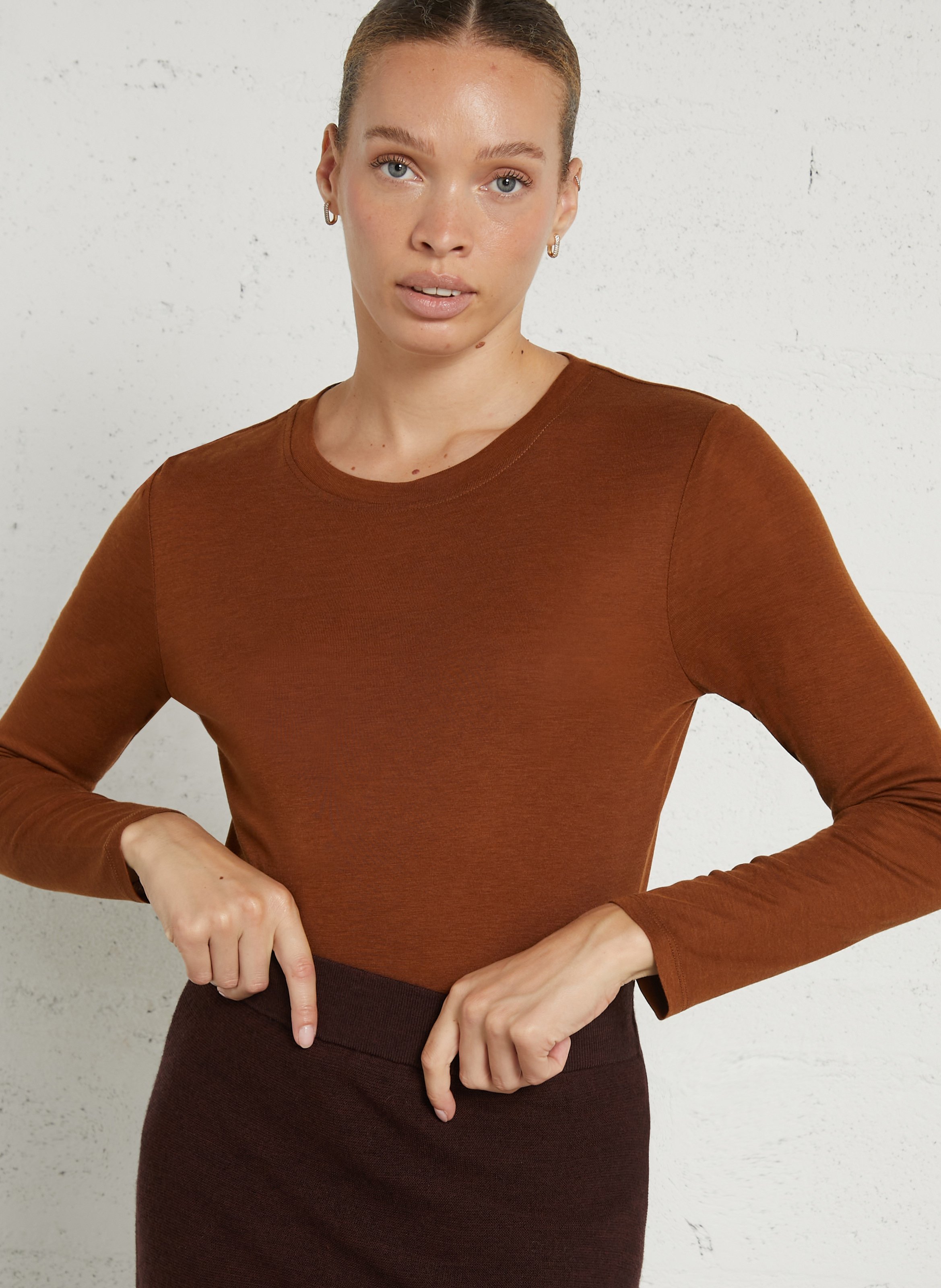 T-shirt cintré manches longues topaze MAISON 123 Beige