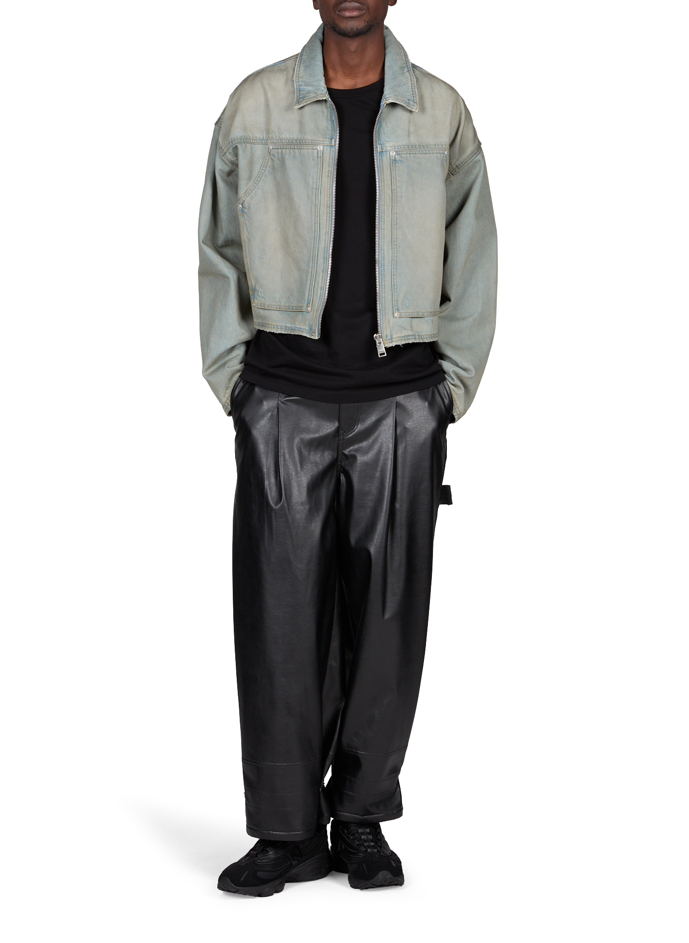 Jean droit effet cuir  | Noir WANSIE Homme