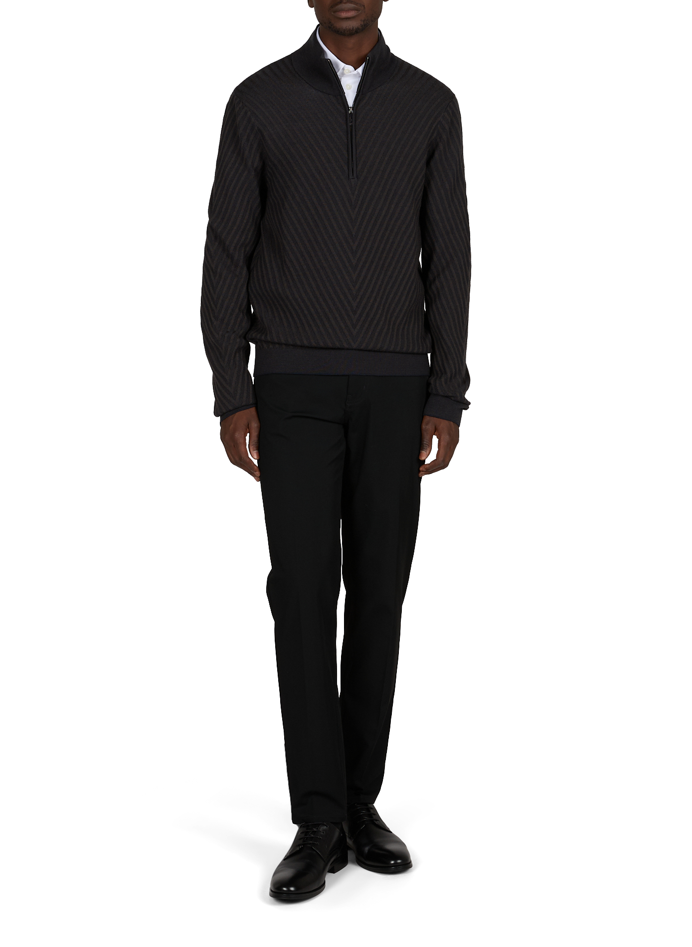 Straight wool zip-up sweater EMPORIO ARMANI Blue