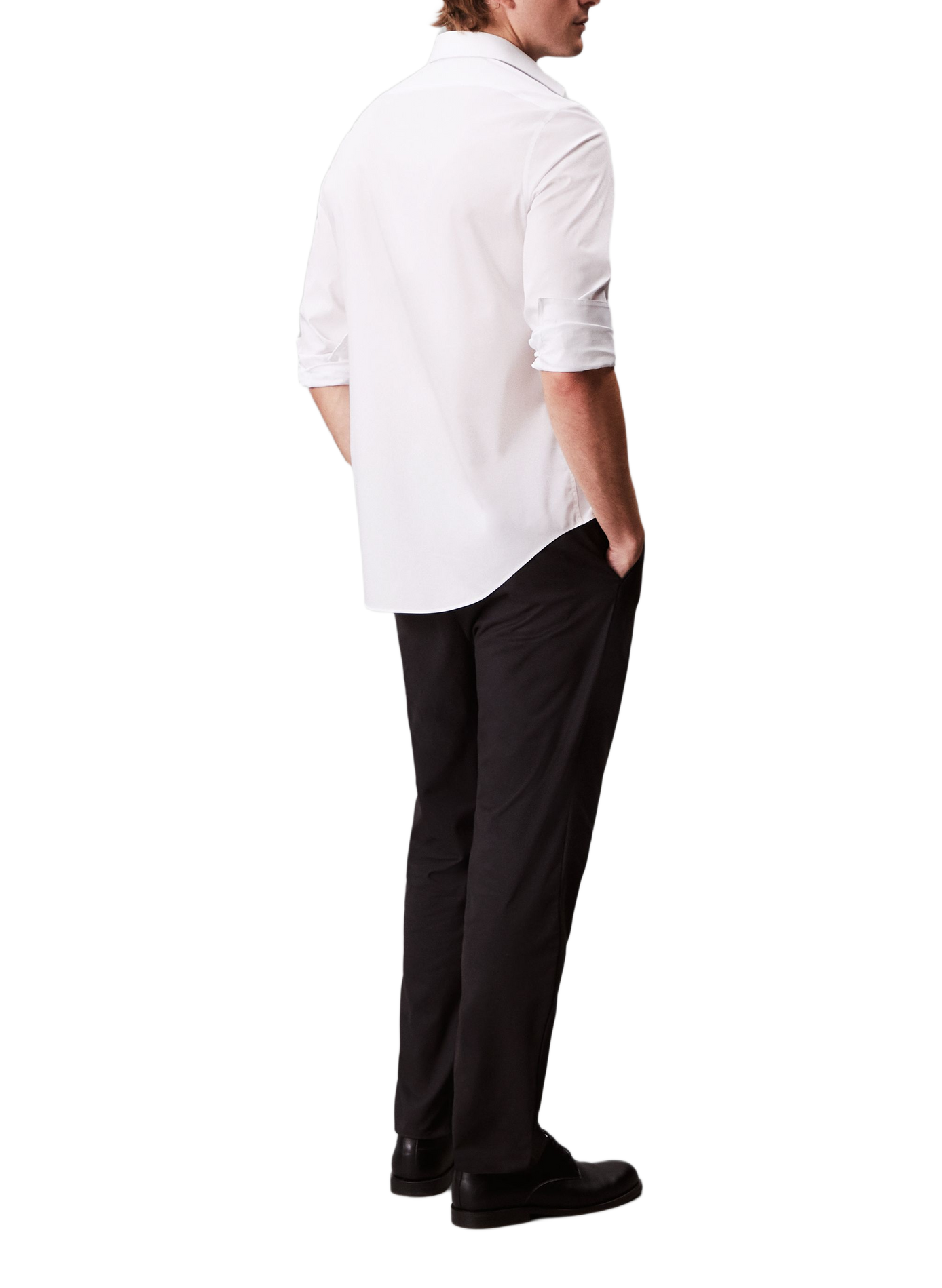 Camisa recta de algodón mezclado CALVIN KLEIN Blanco