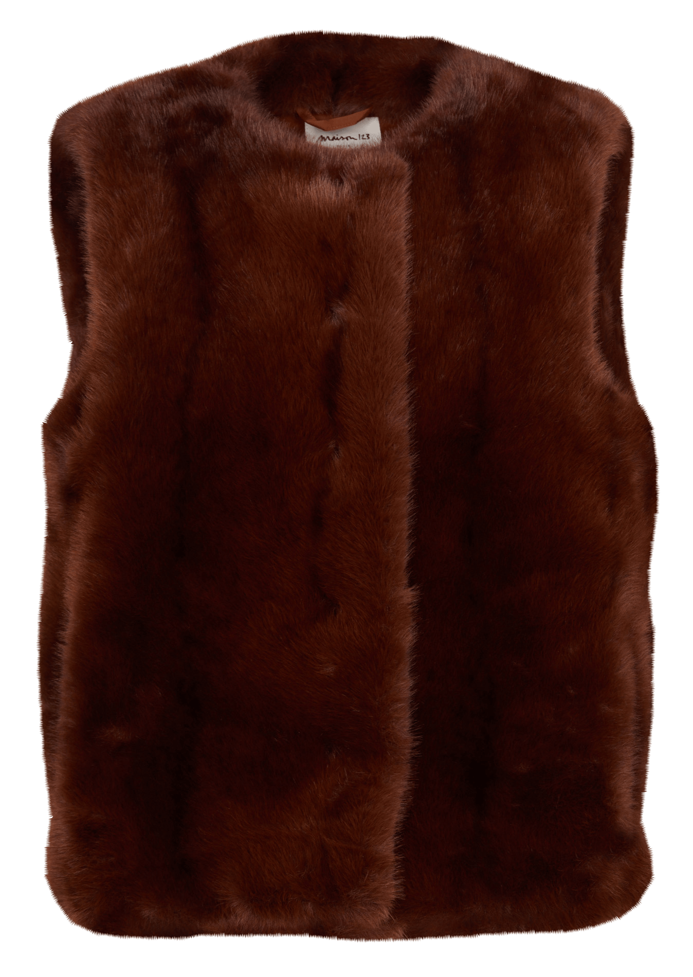Veste droite col rond en fourrure synthétique brooklyn MAISON 123 Marron