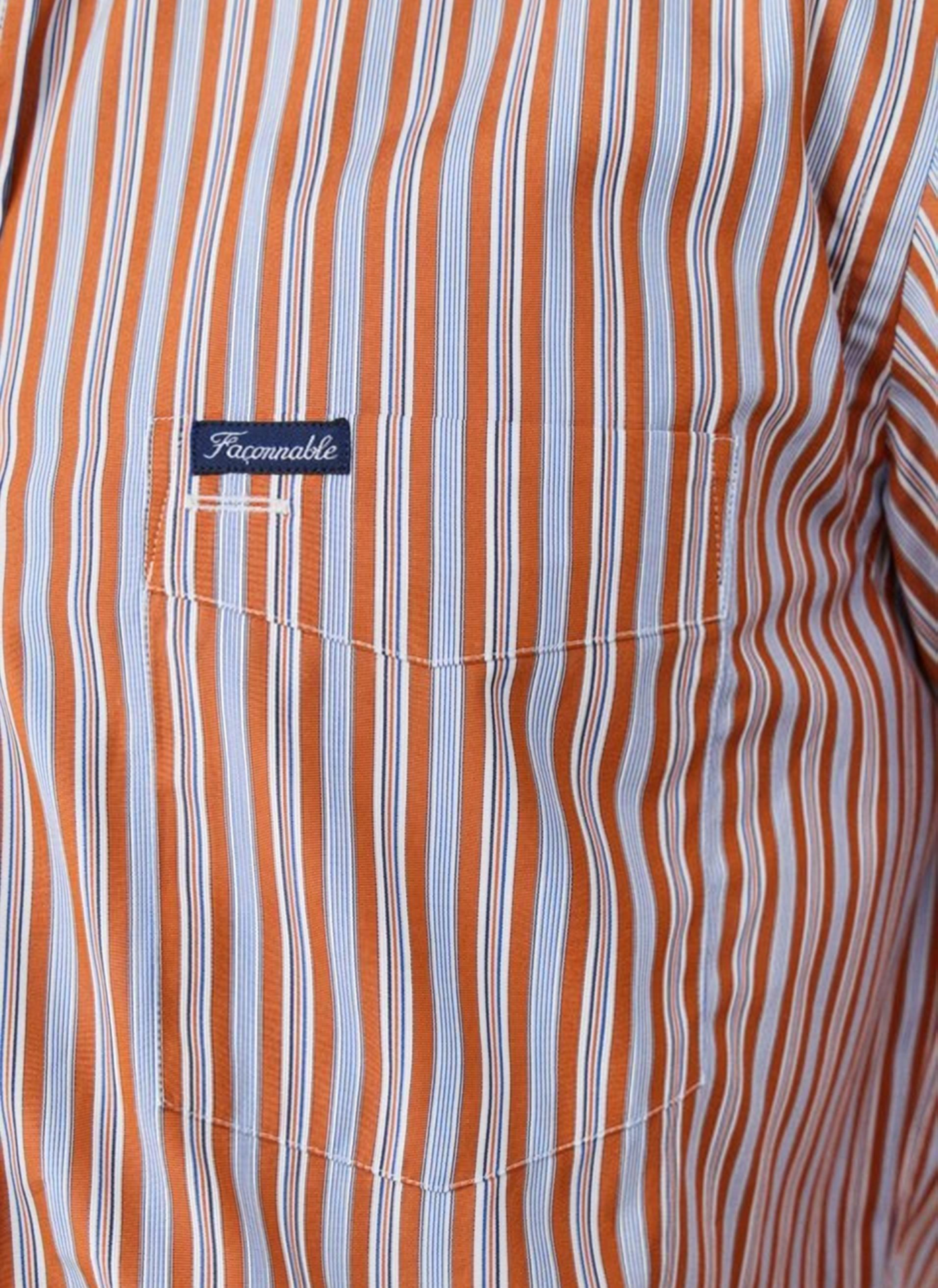 Classic-collar striped cotton shirt FACONNABLE Brown