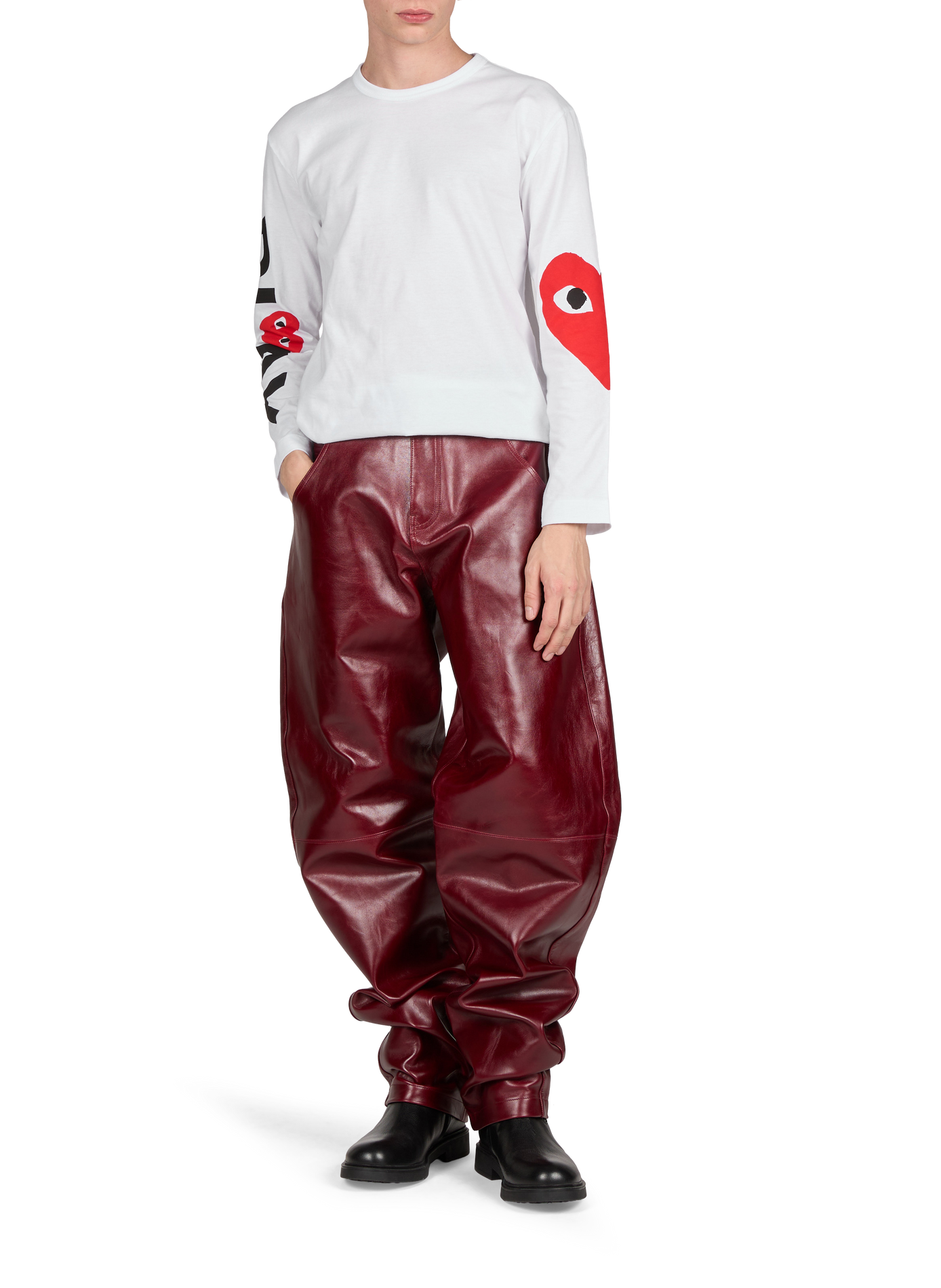 Langarm-T-Shirt mit Siebdruckmotiven COMME DES GARCONS PLAY Weiss