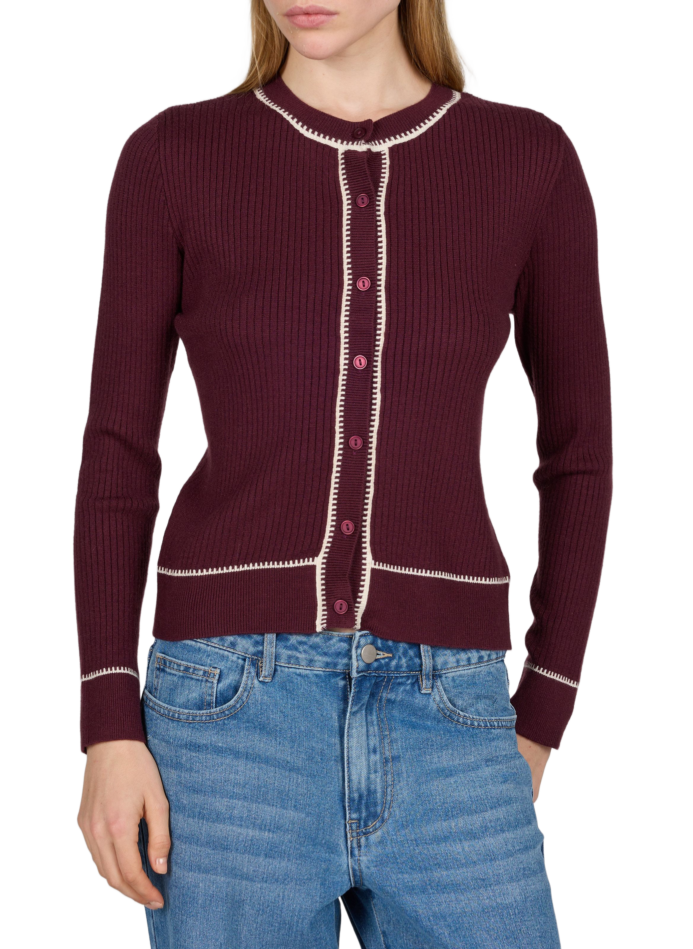 Fitted long-sleeved cardigan VILA Red