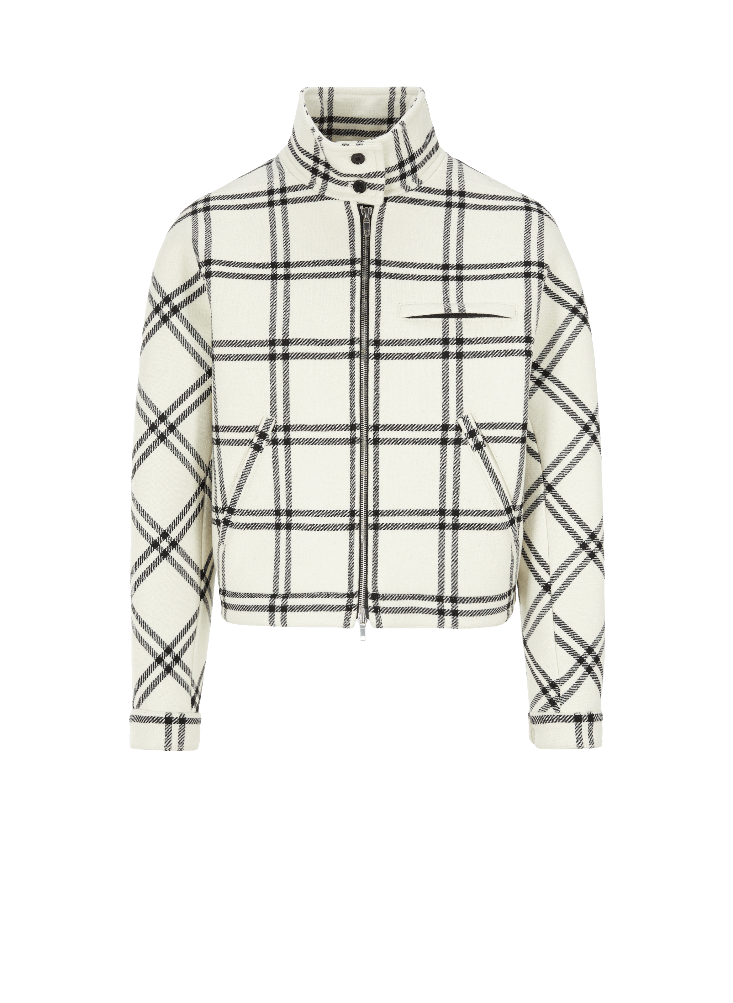 Blouson à carreaux en laine