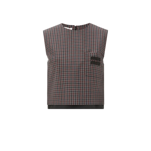 Top à carreaux en laine vierge