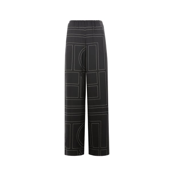 Totême Toteme Women Silk Trousers With Monogram Logo Embroidery In Multi