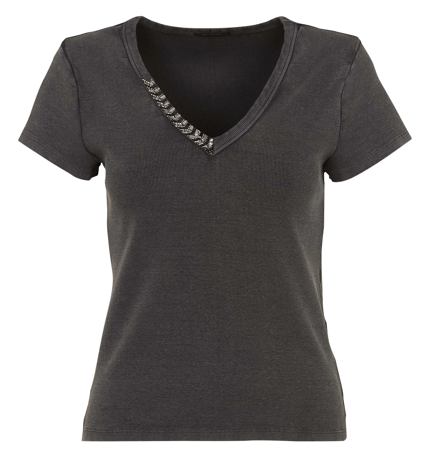 Tee-shirt col v en coton mélangé IKKS Gris