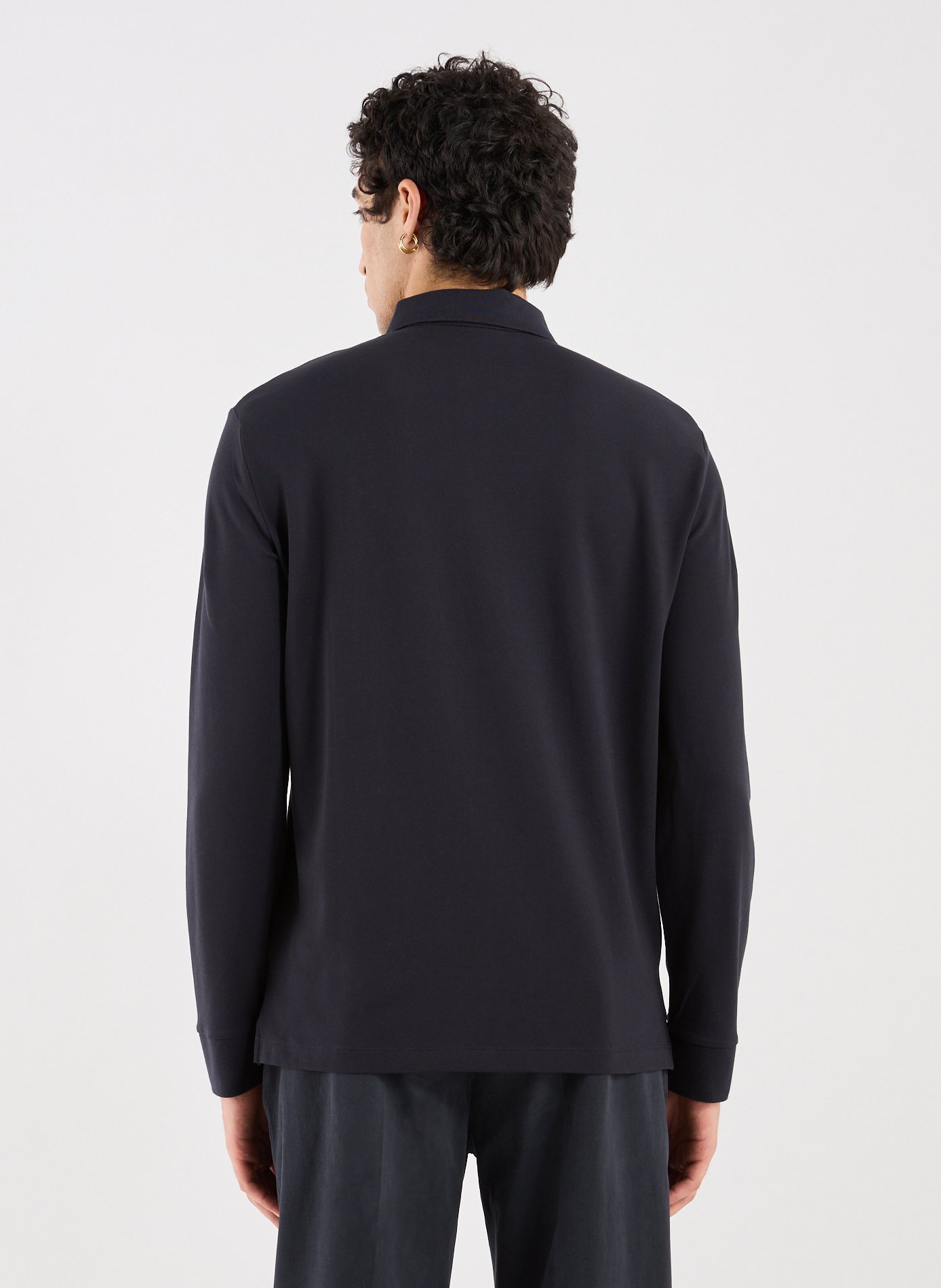 Long-sleeve cotton blend polo shirt ARMANI EXCHANGE Blue