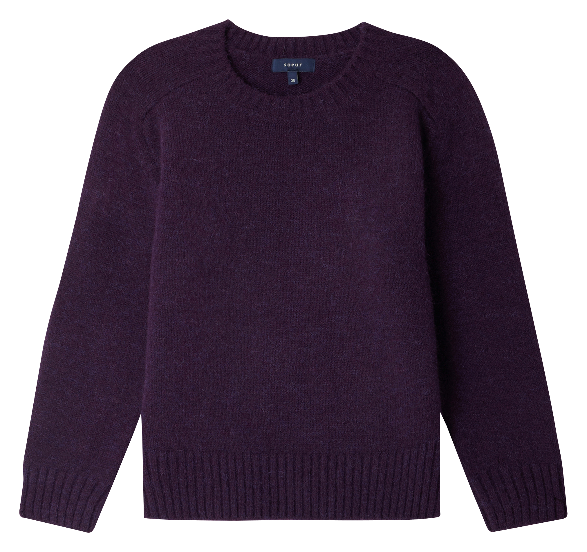 Pull col rond droit en maille tricotée envie SOEUR Violet