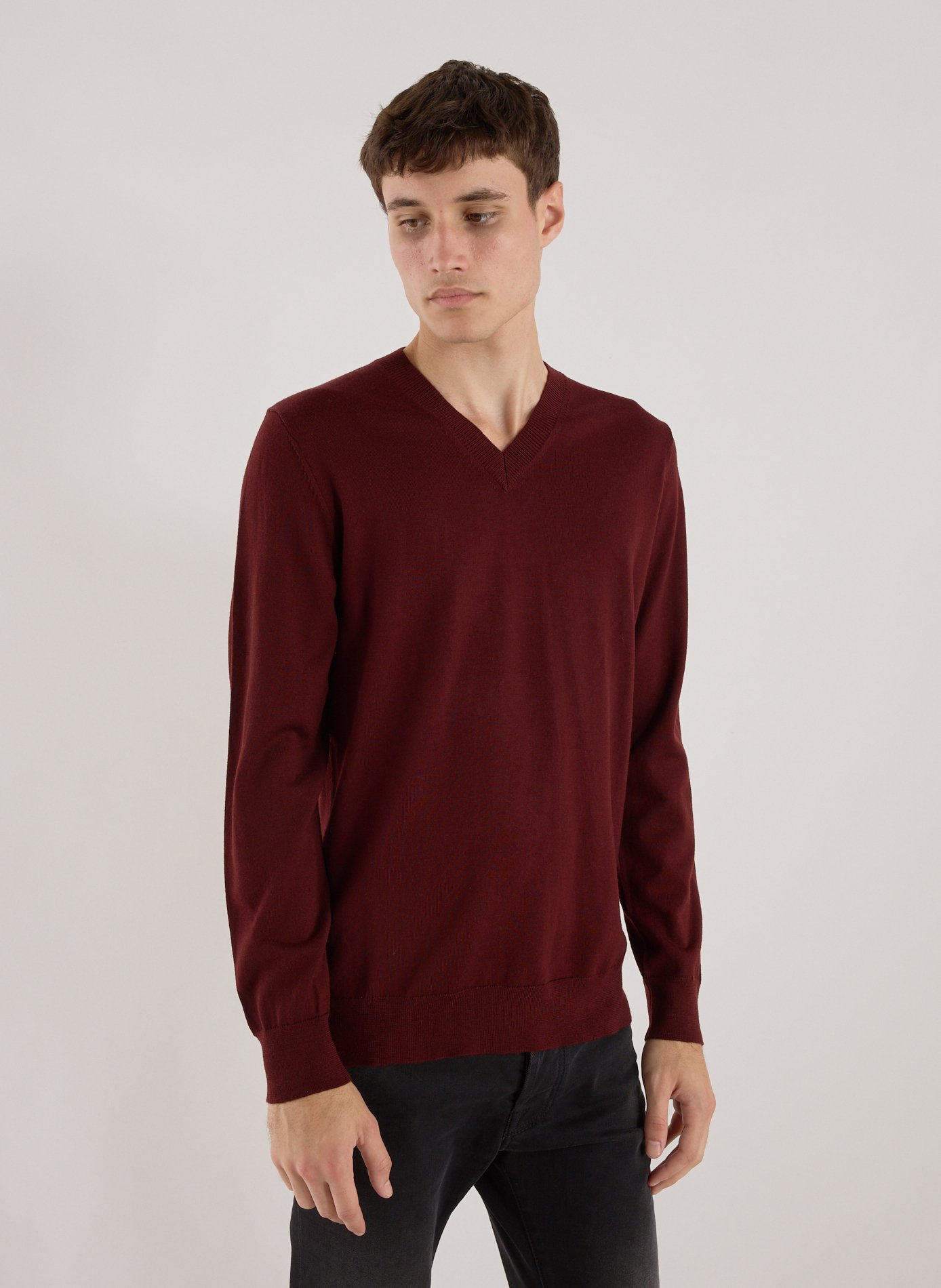 AU PRINTEMPS PARIS  Round-neck wool jumper Red