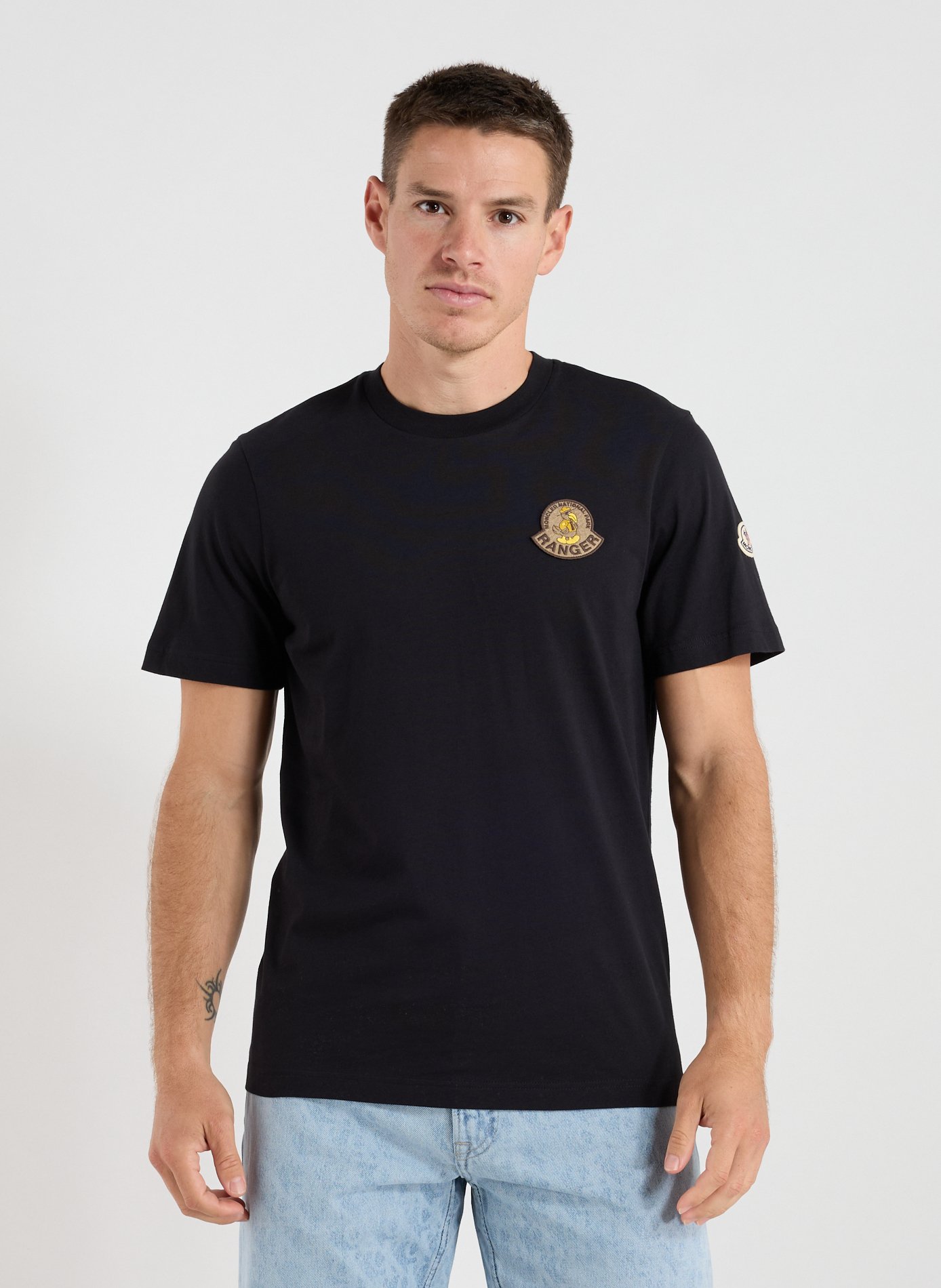 MONCLER Cotton round-neck T-shirt Black