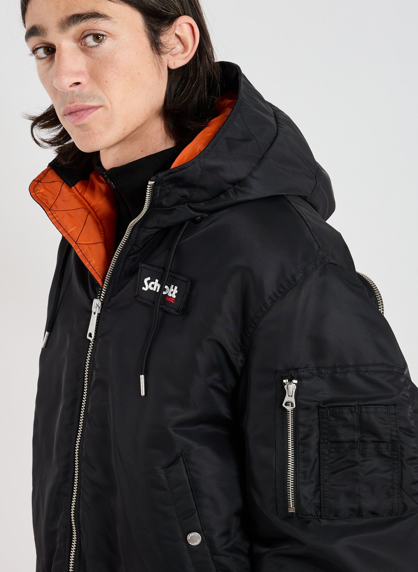 Blouson à capuche avec sac à dos intégré SCHOTT Noir