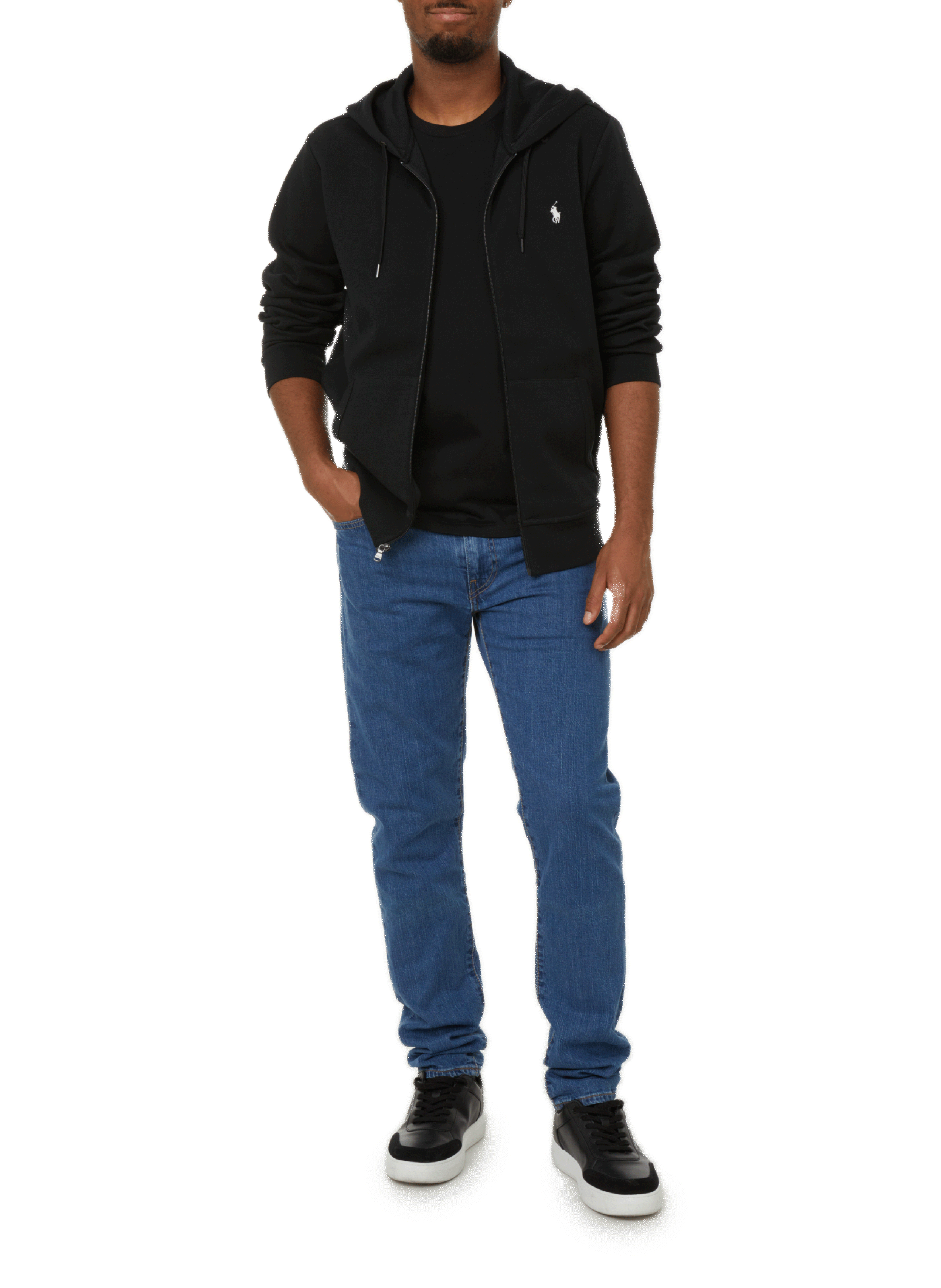 Zip-up cotton and recycled polyester hoodie POLO RALPH LAUREN Black