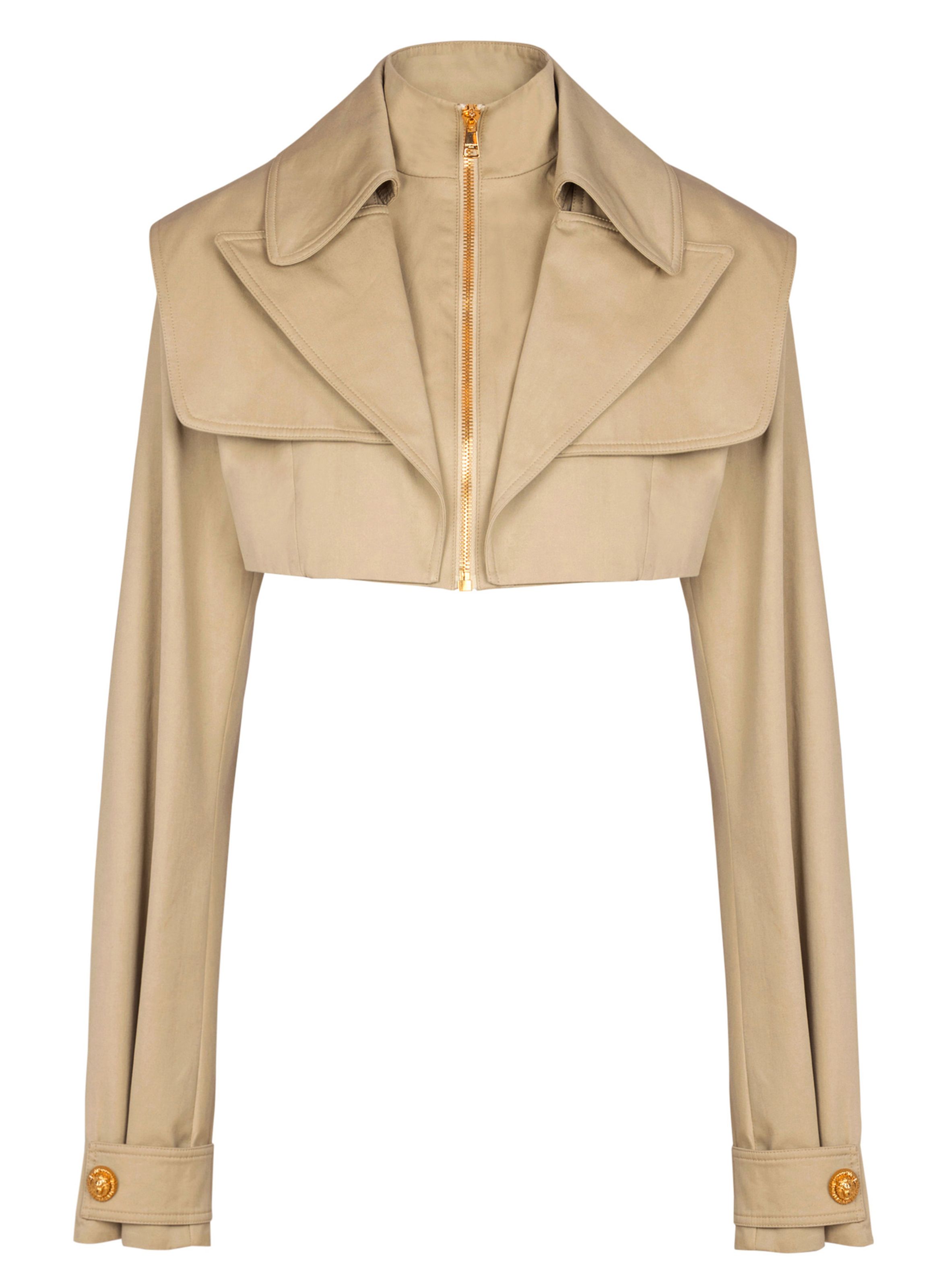 Bomber court en gabardine BALMAIN Beige