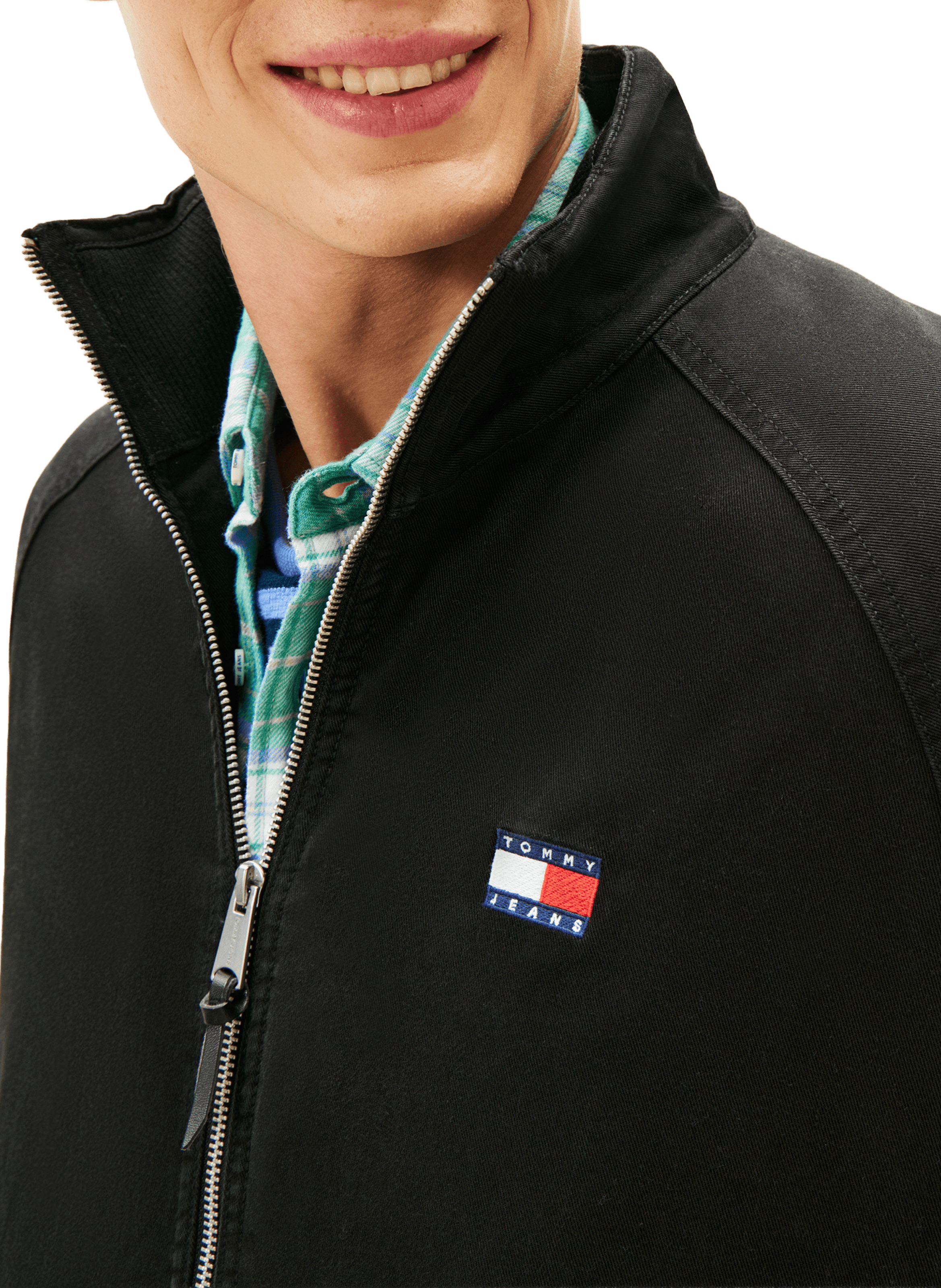 Oversized high neck cotton jacket TOMMY HILFIGER Black