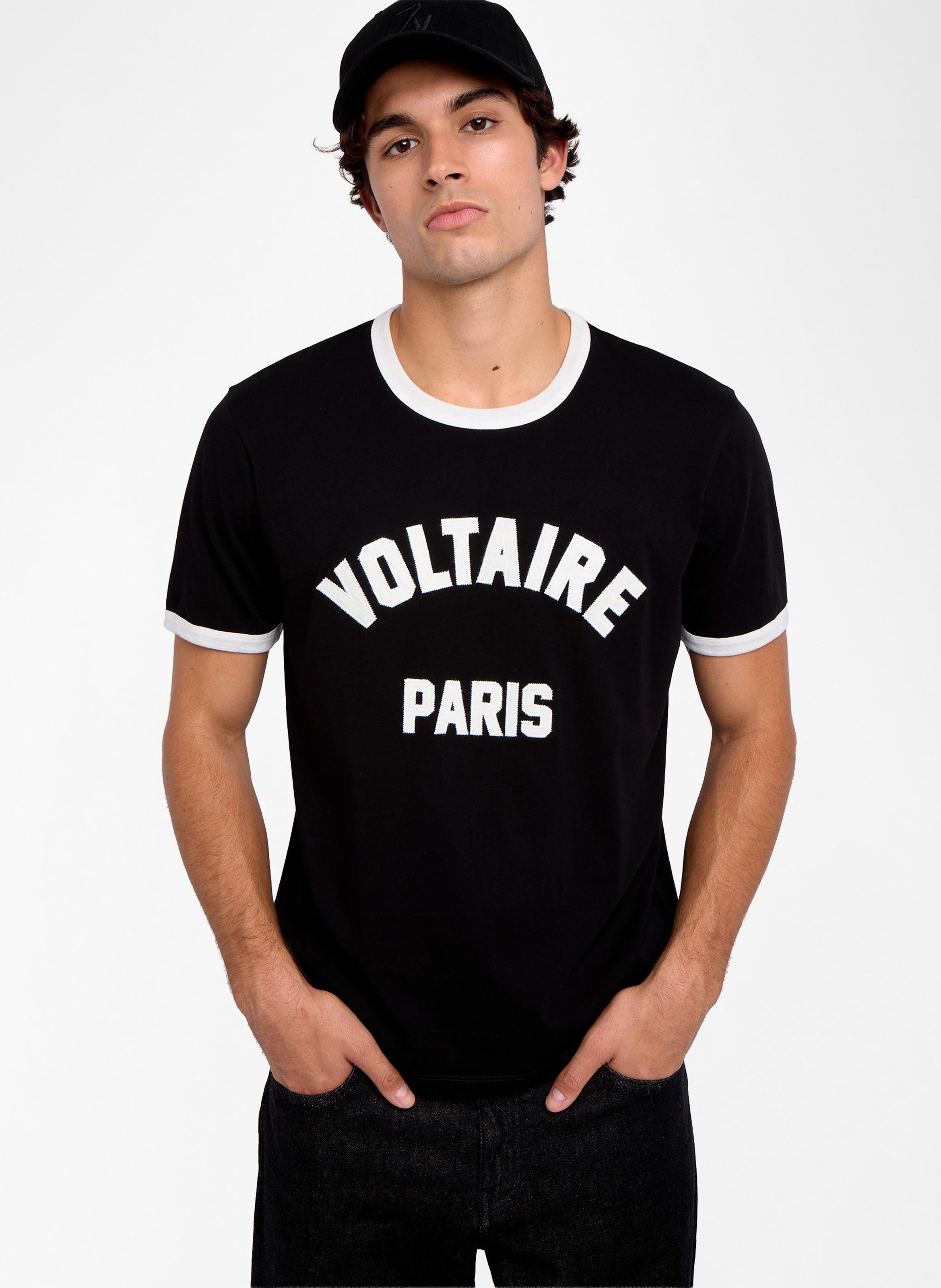 Tee-shirt droit col rond sérigraphié woody ZADIG&VOLTAIRE Noir