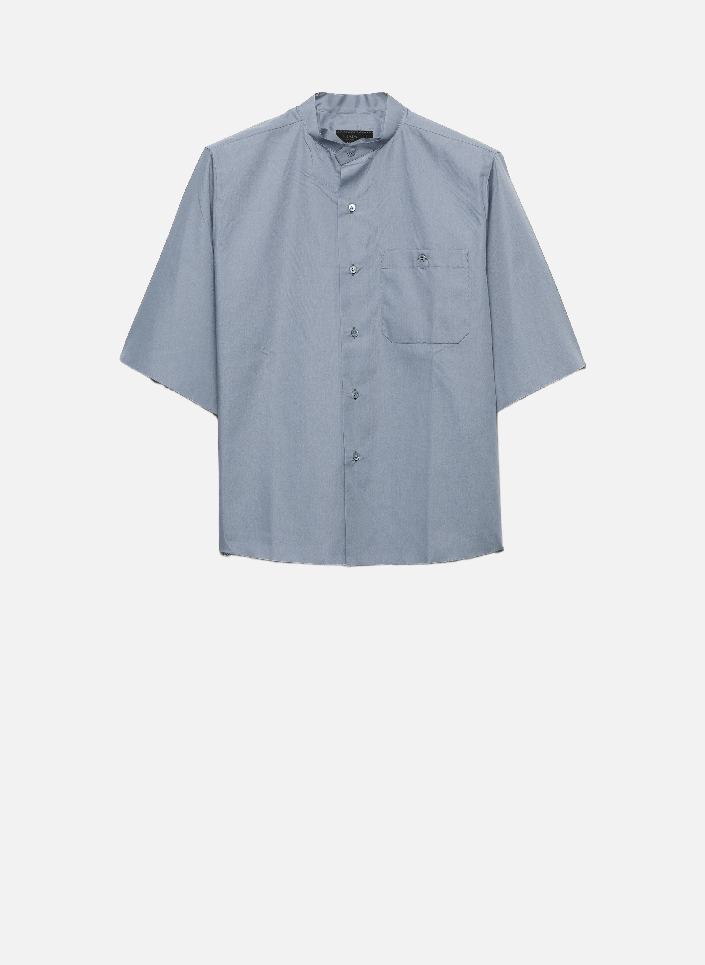 Chemise à manches courtes en mélange de coton PRADA Bleu